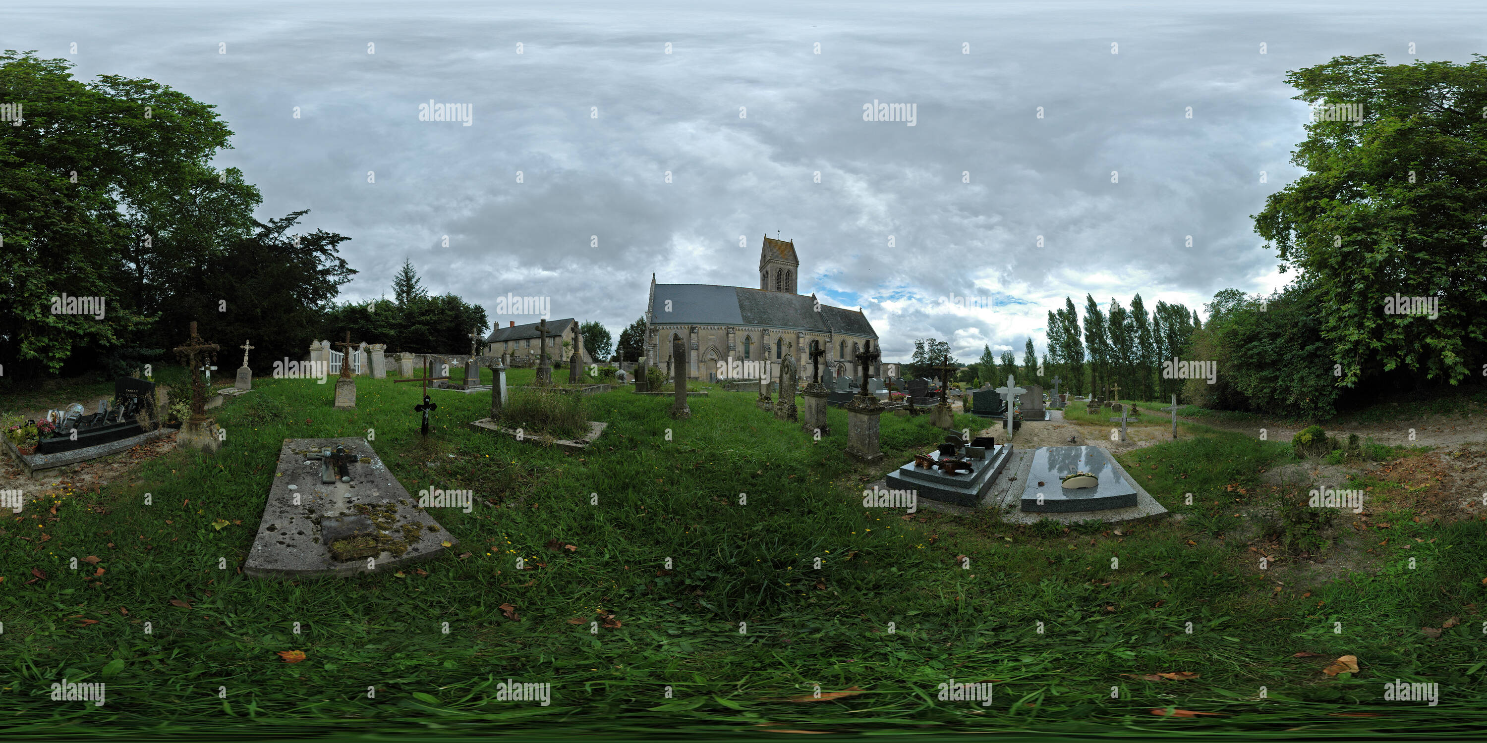 Vue panoramique à 360° de Barbeville  : église et cimetière