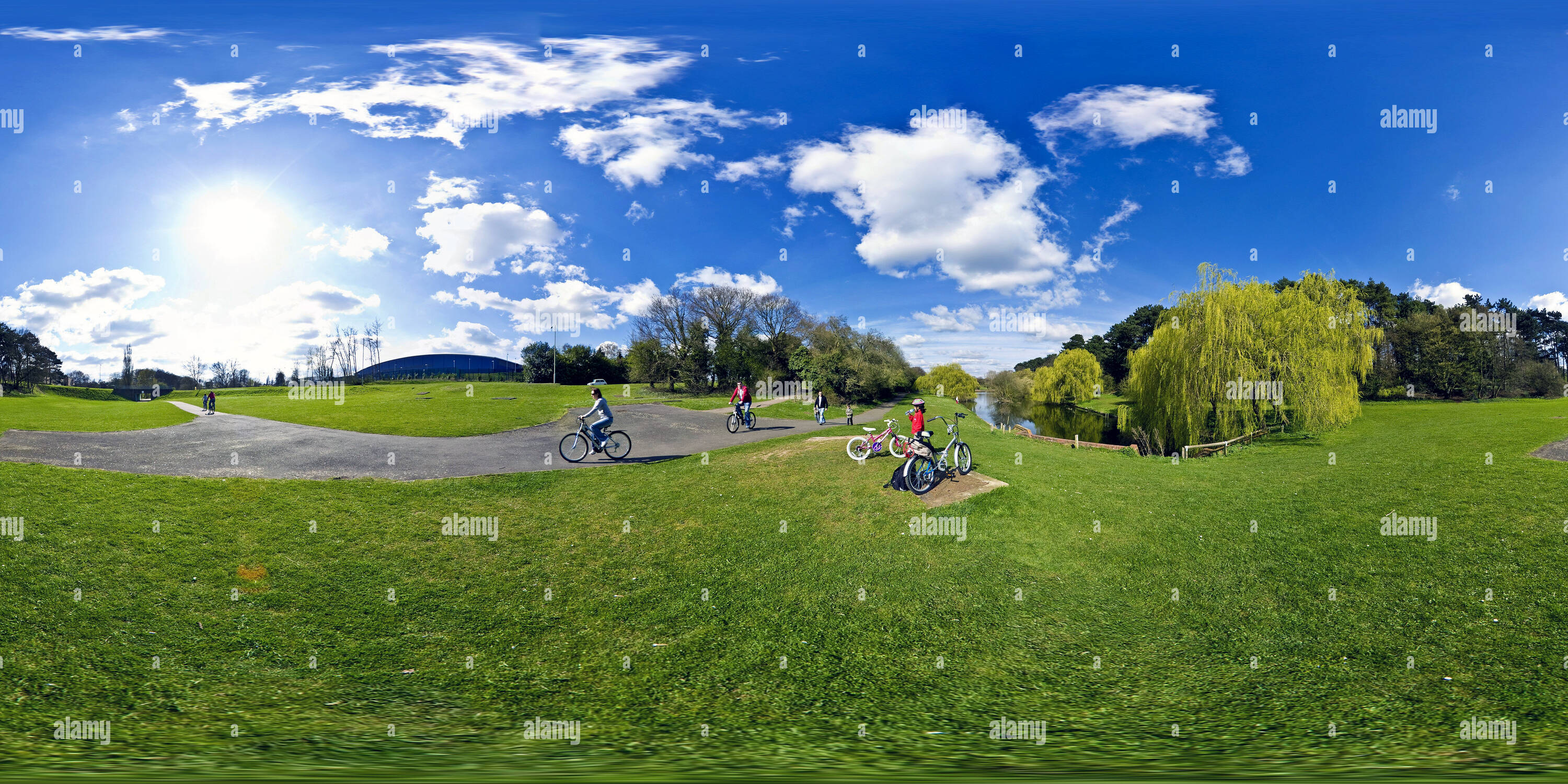 Vue panoramique à 360° de Cycliste