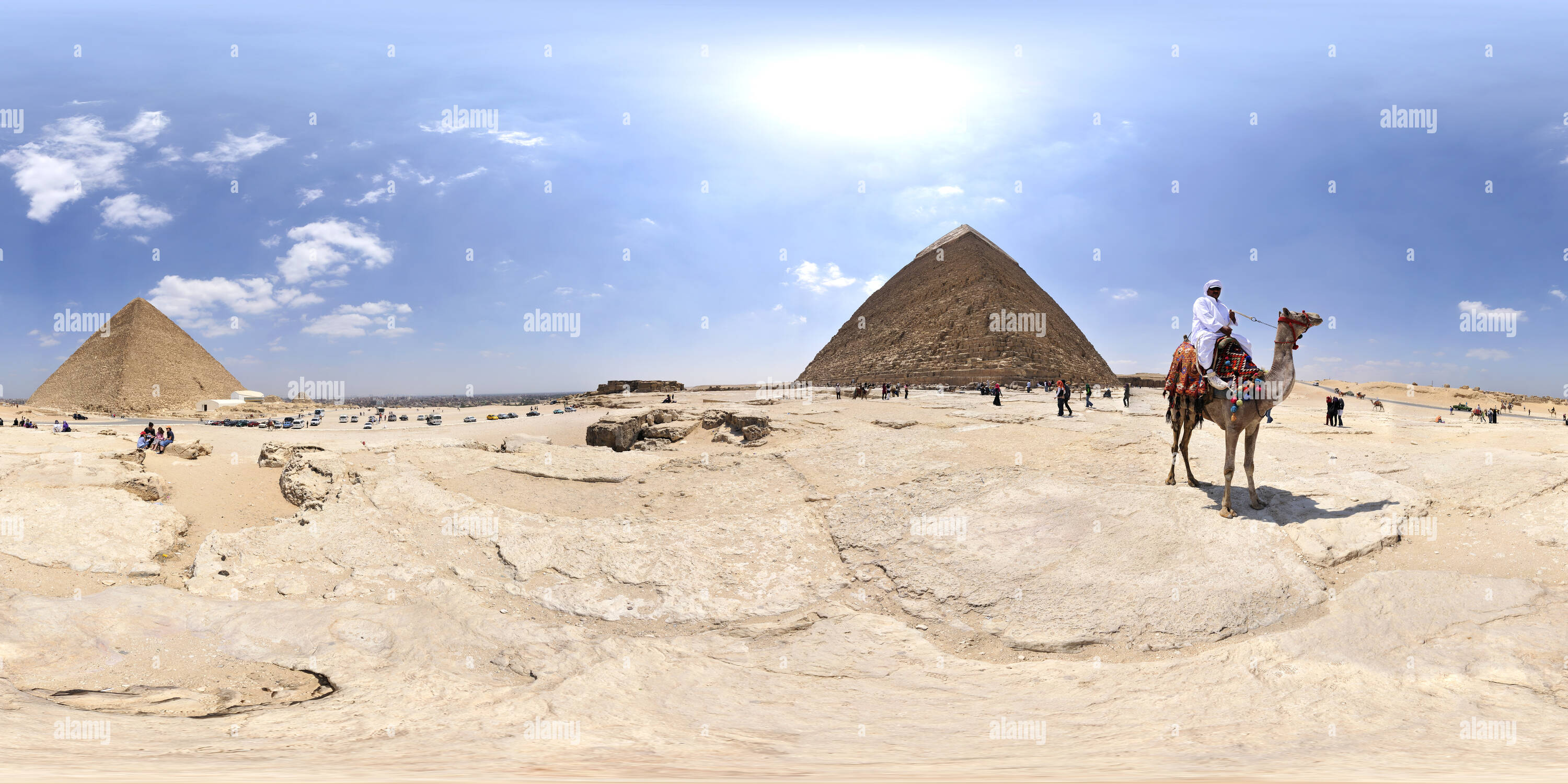 Vue panoramique à 360° de Les Pyramides de Gizeh, Egypte