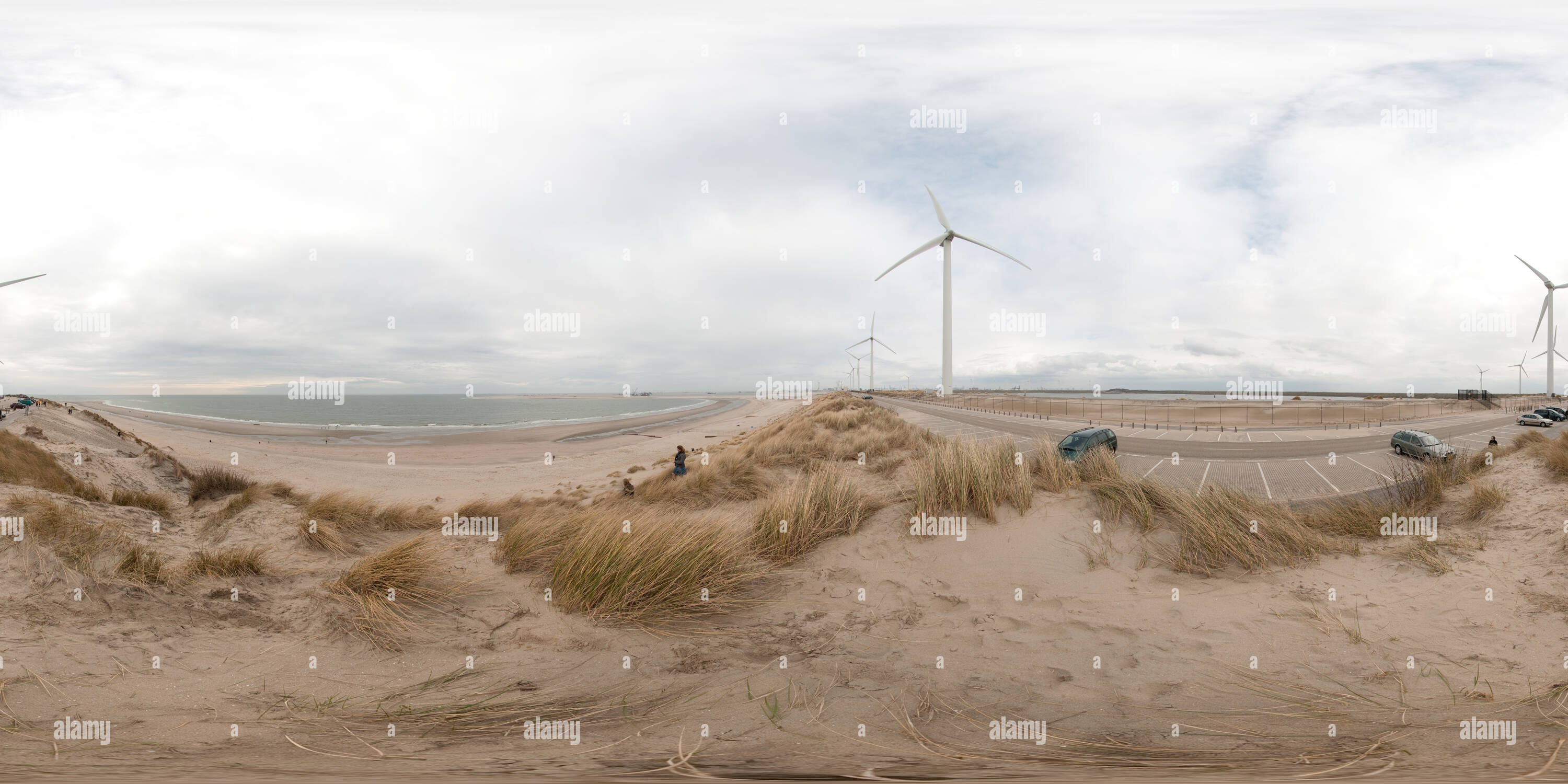 Vue panoramique à 360° de Slufter Maasvlakte Rotterdam Strand