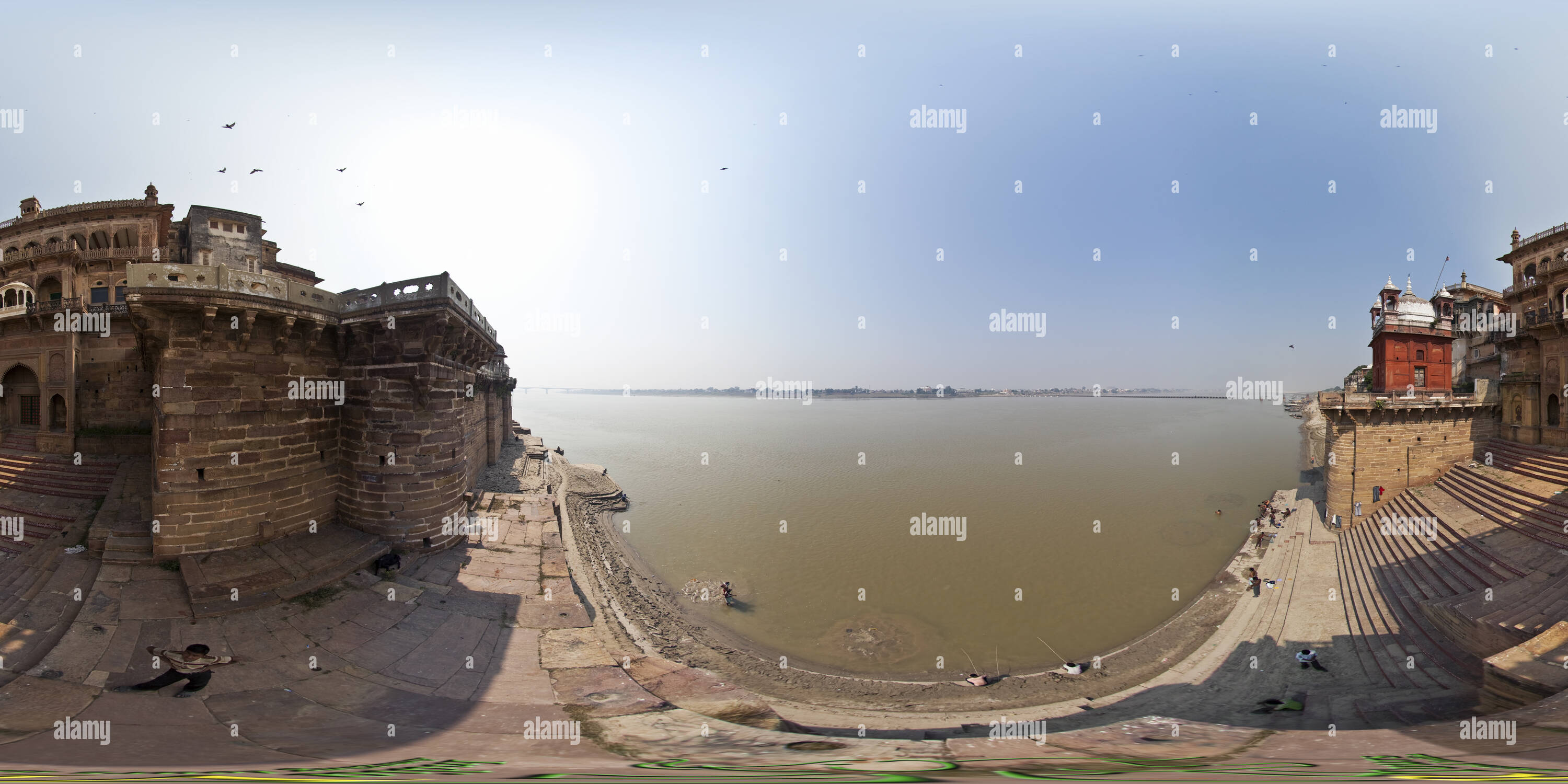Vue panoramique à 360° de Fort de Ram Nagar le long du Gange, Varanasi