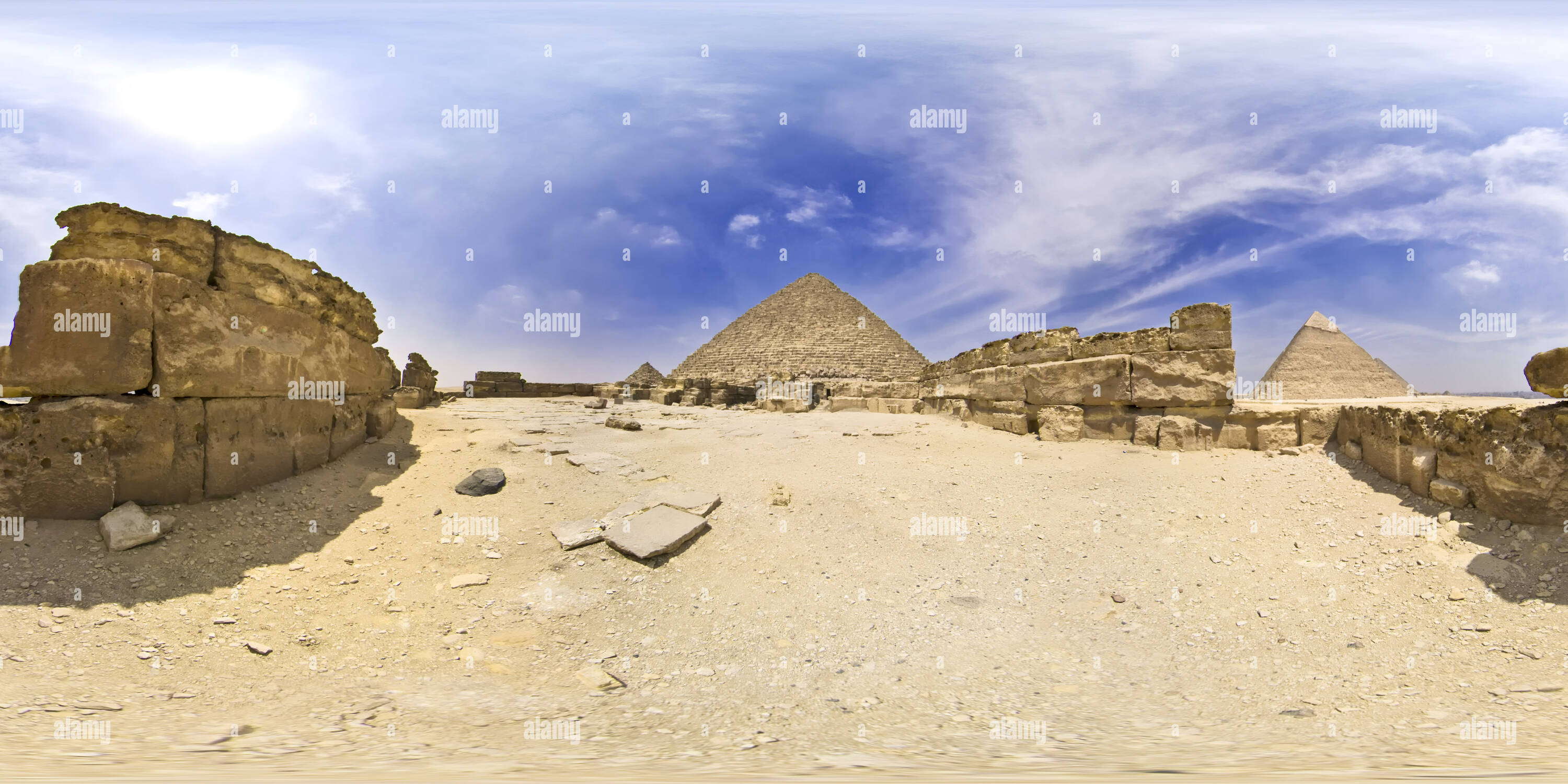 Vue panoramique à 360° de Grande pyramide de Gizeh19, temple funéraire