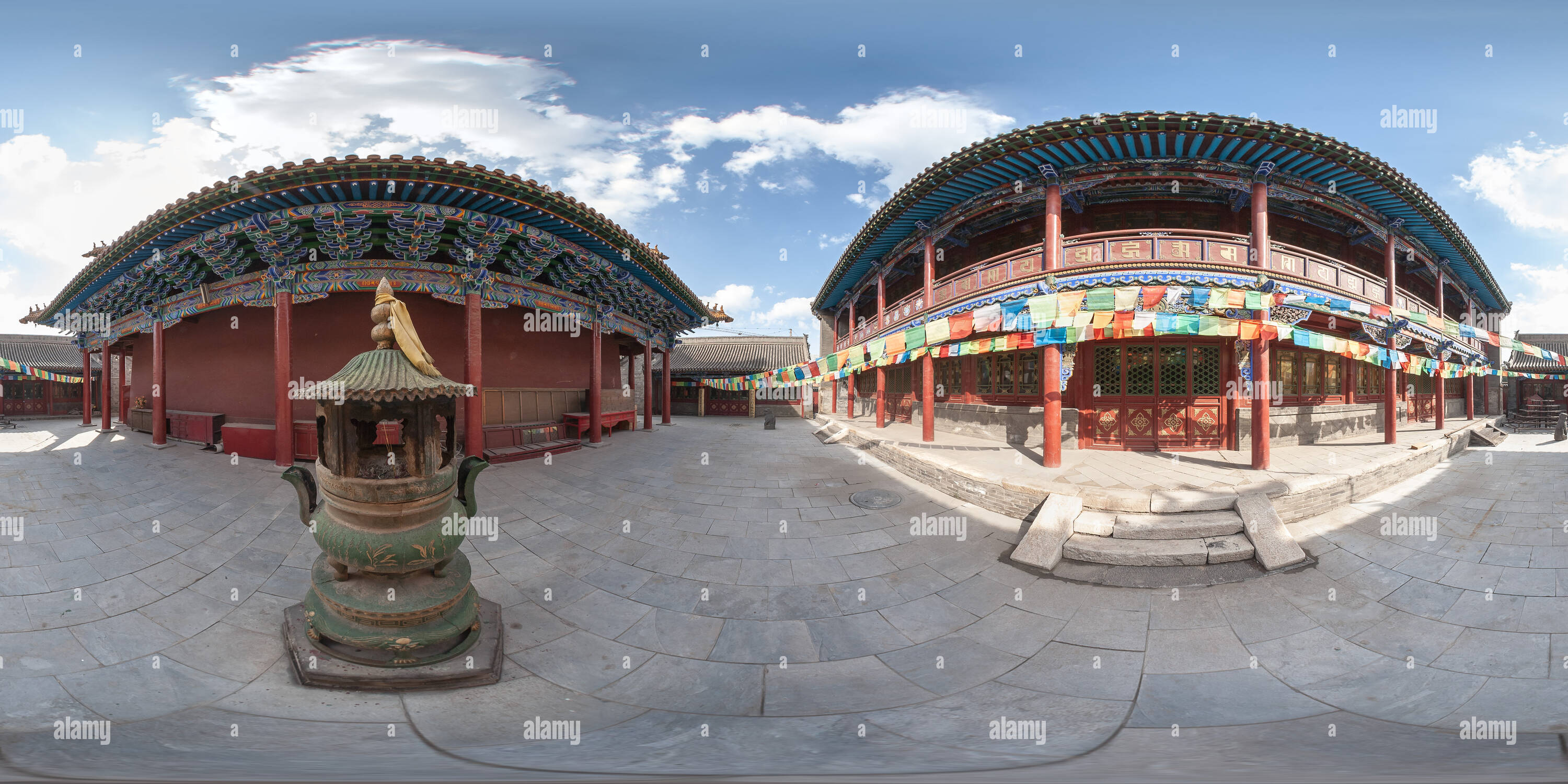 Vue panoramique à 360° de Hohhot grand Temple - bibliothèque des écritures d'appel