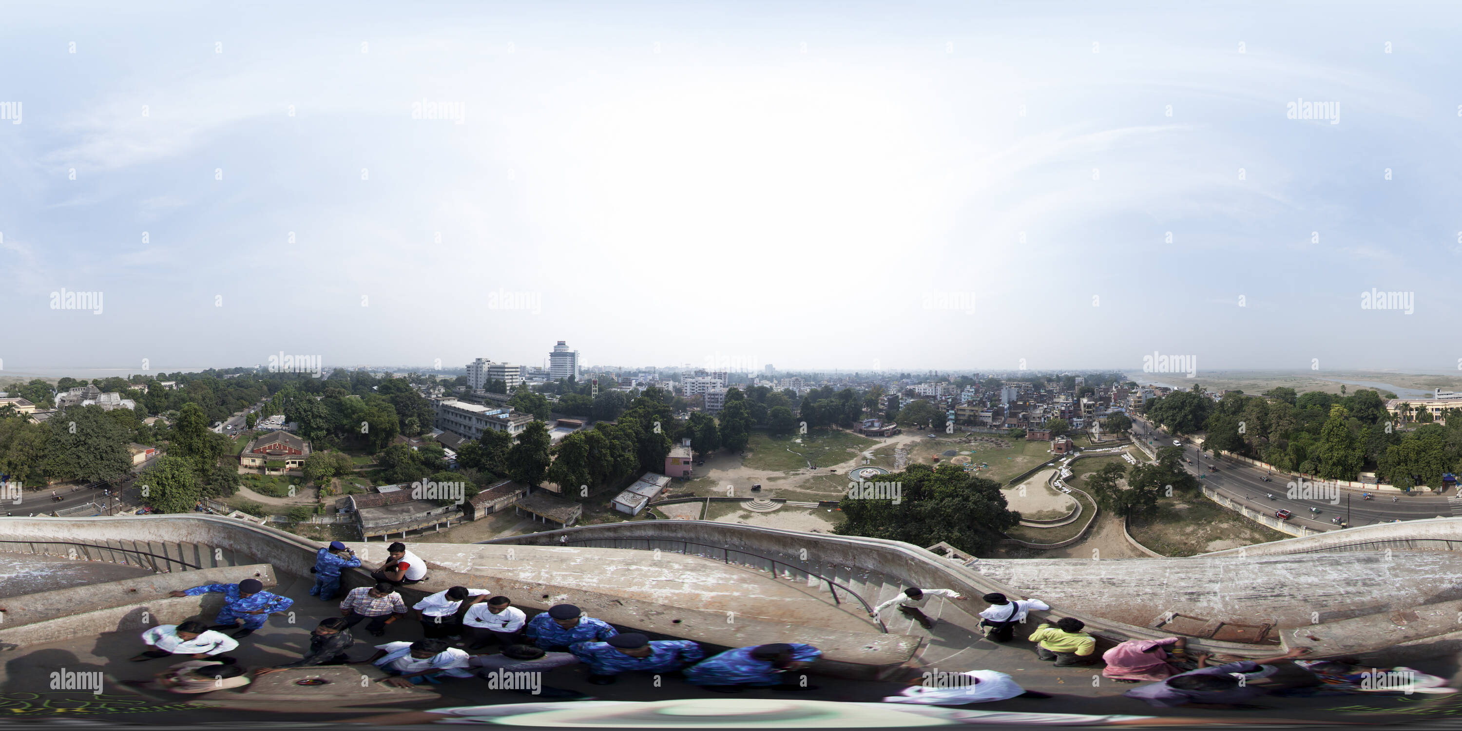 Vue panoramique à 360° de Le Golghar Ged ou Ghar, 'Round house' à Patna, capitale de l'état du Bihar, Inde