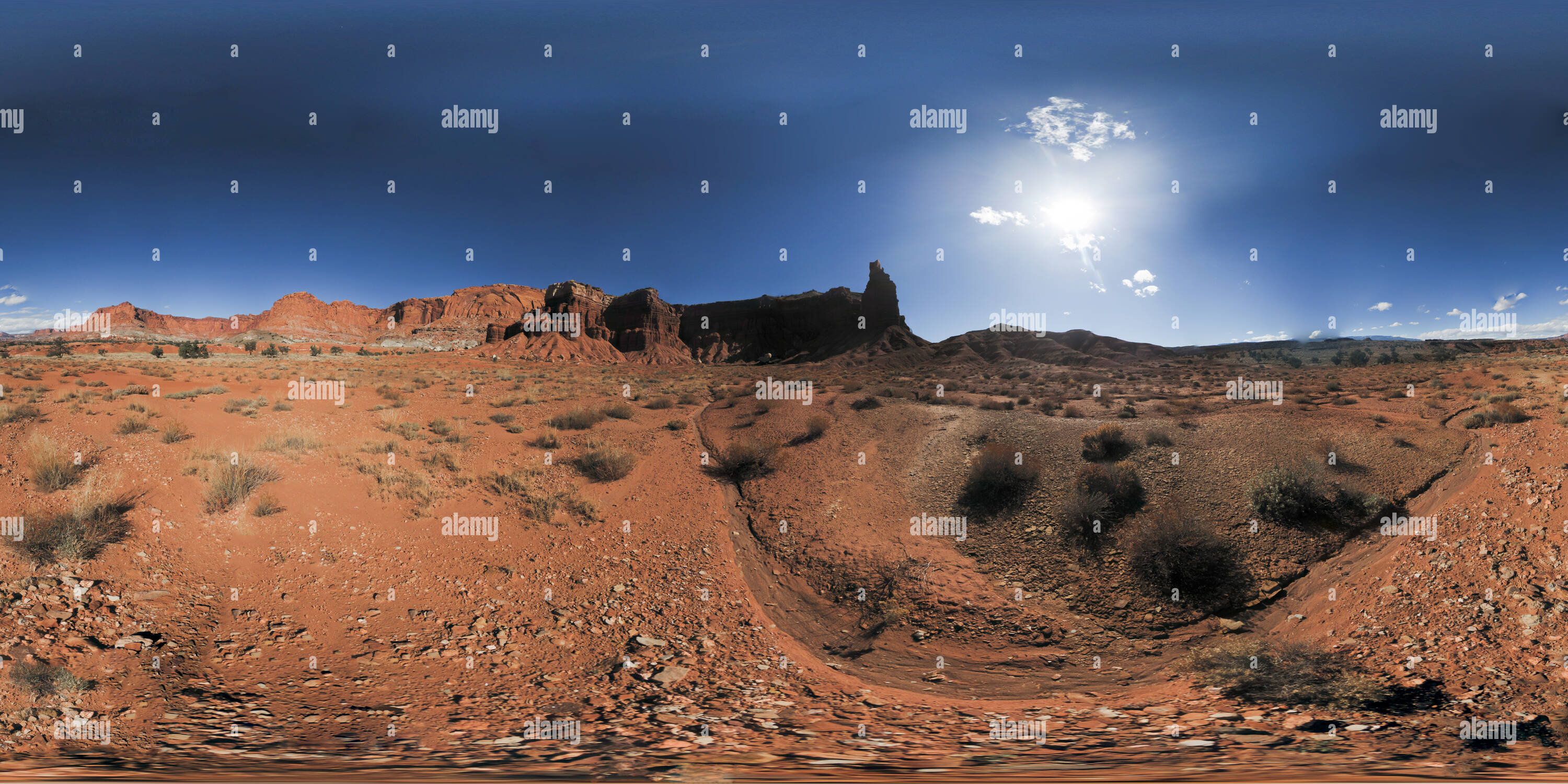 Vue panoramique à 360° de Chimney Rock, Utah, Capitol Reef