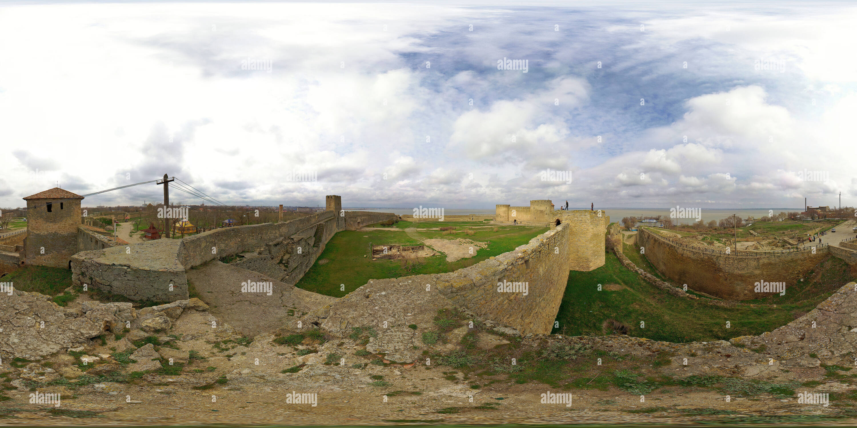 Vue panoramique à 360° de Ruines de la forteresse des 'Akkerman en Belgorod-Dnestrovskiy