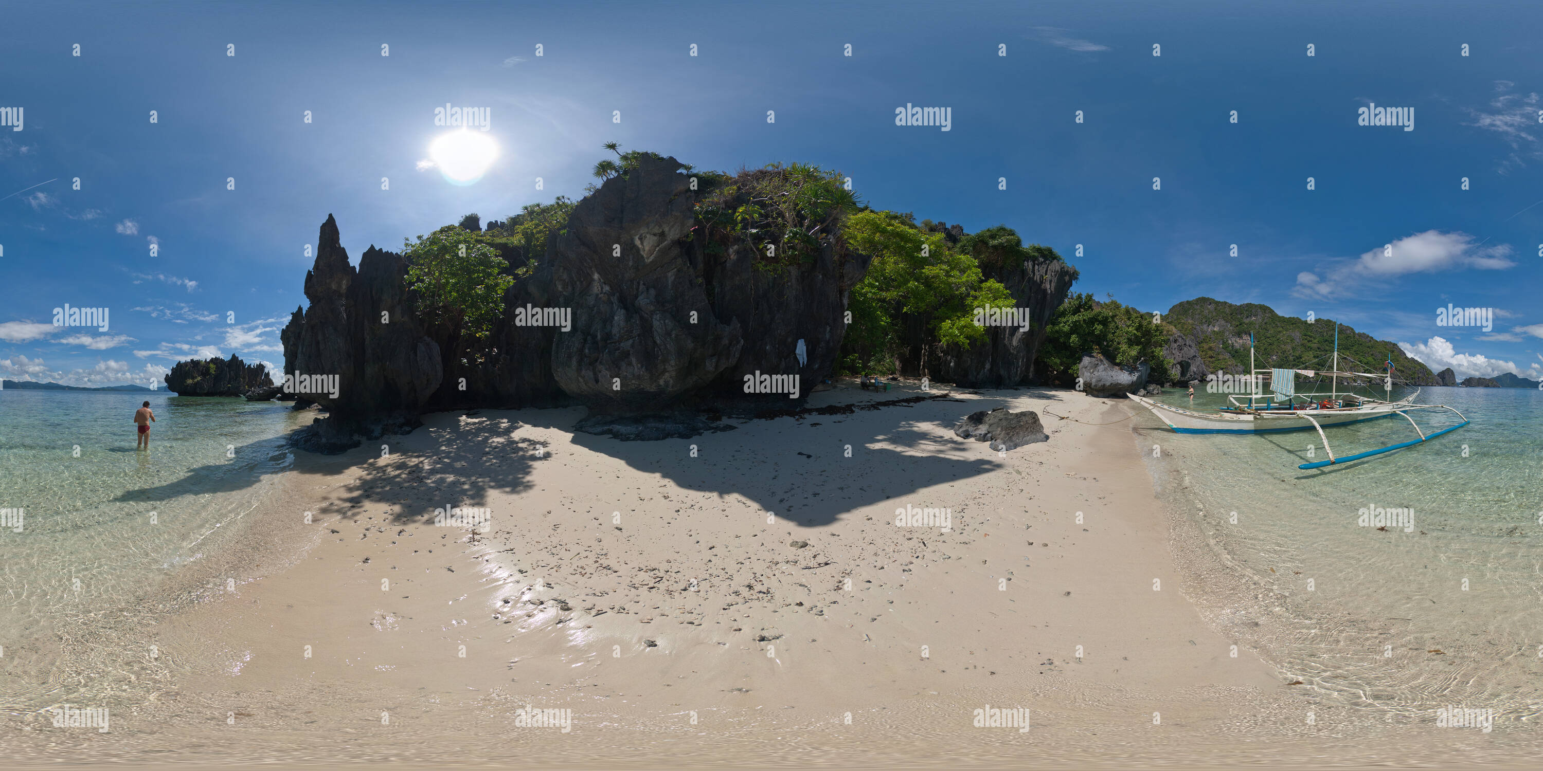 Vue panoramique à 360° de Plage de Miniloc island sur, El Nido, Palawan, Philippines