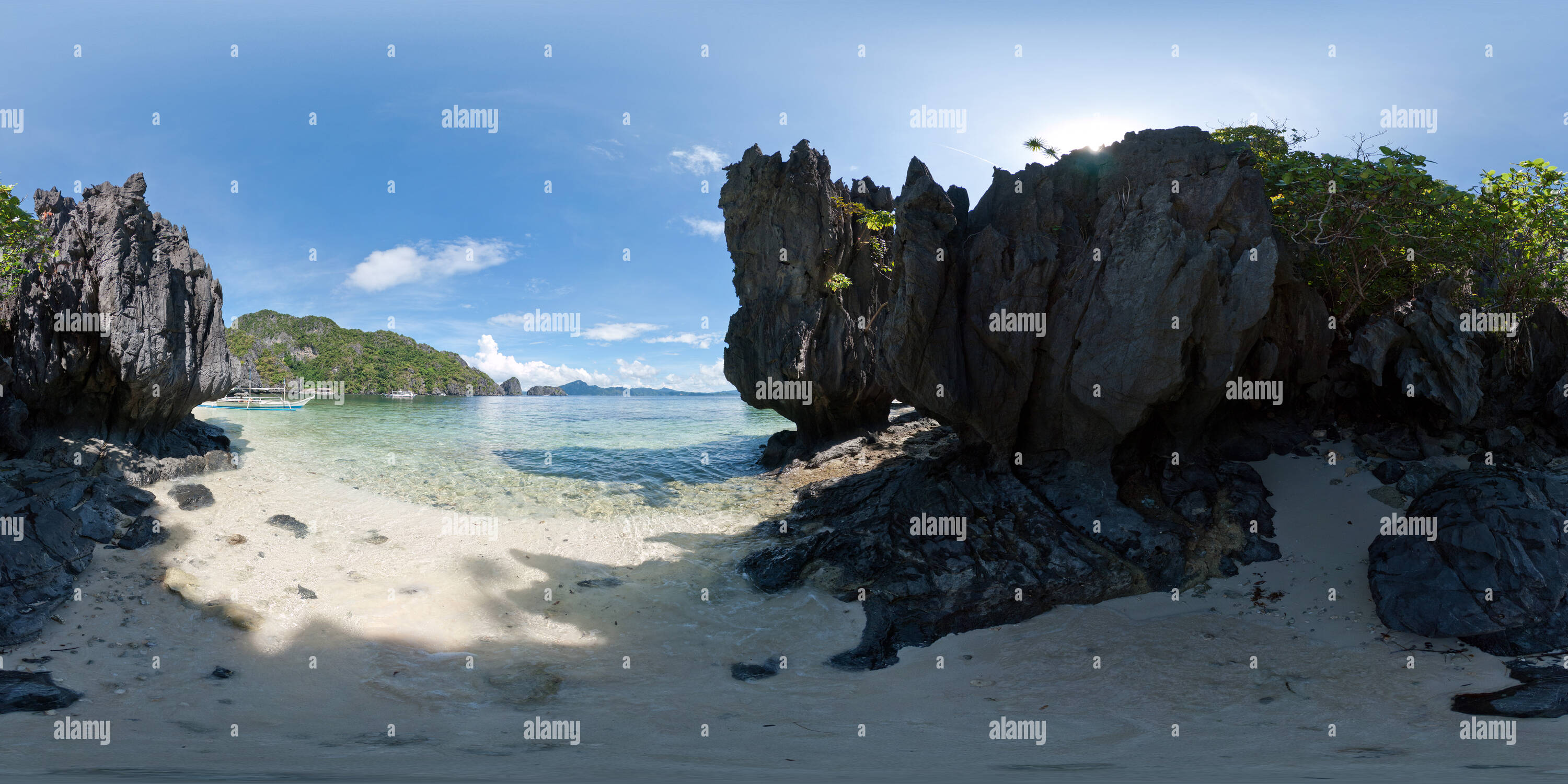 Vue panoramique à 360° de Docks de Miniloc island, Palawan, Philippines