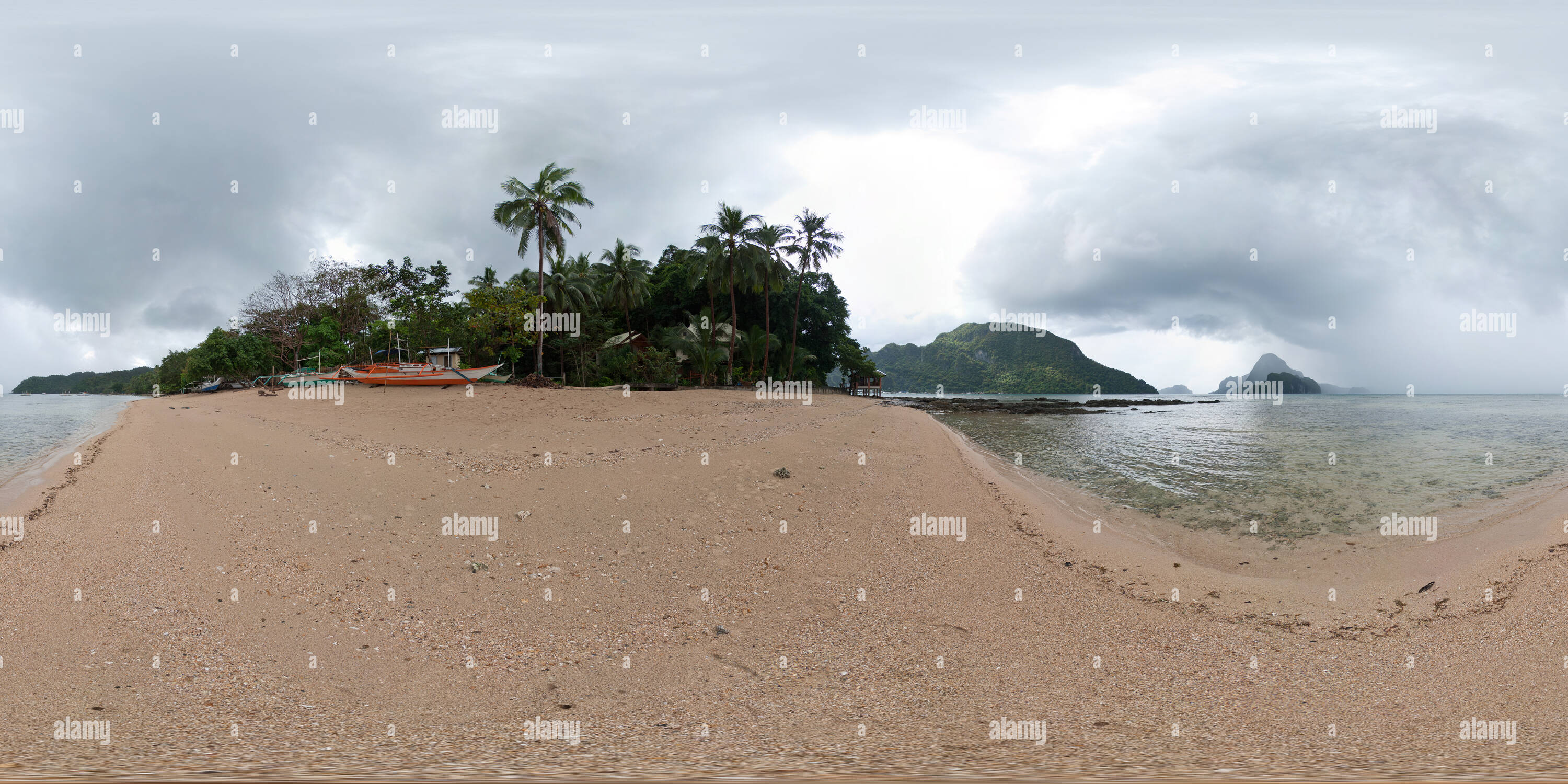 Vue panoramique à 360° de Rainy beach, El Nido Palawan, Philippines