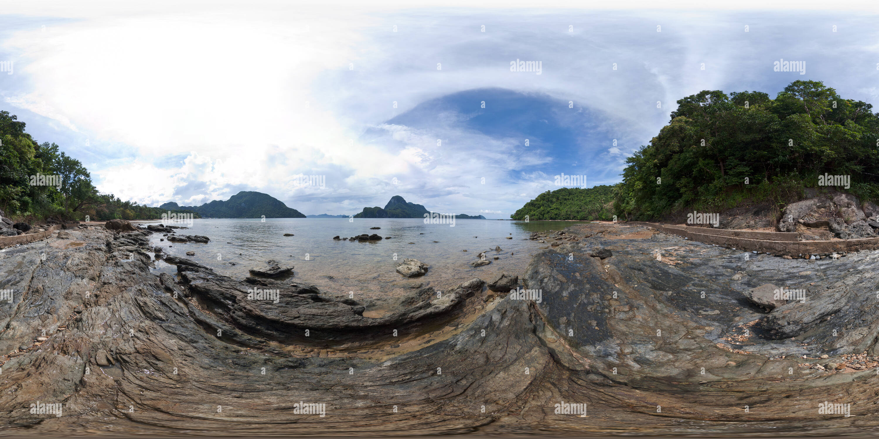 Vue panoramique à 360° de Côte d'El Nido, Palawan, Philippines