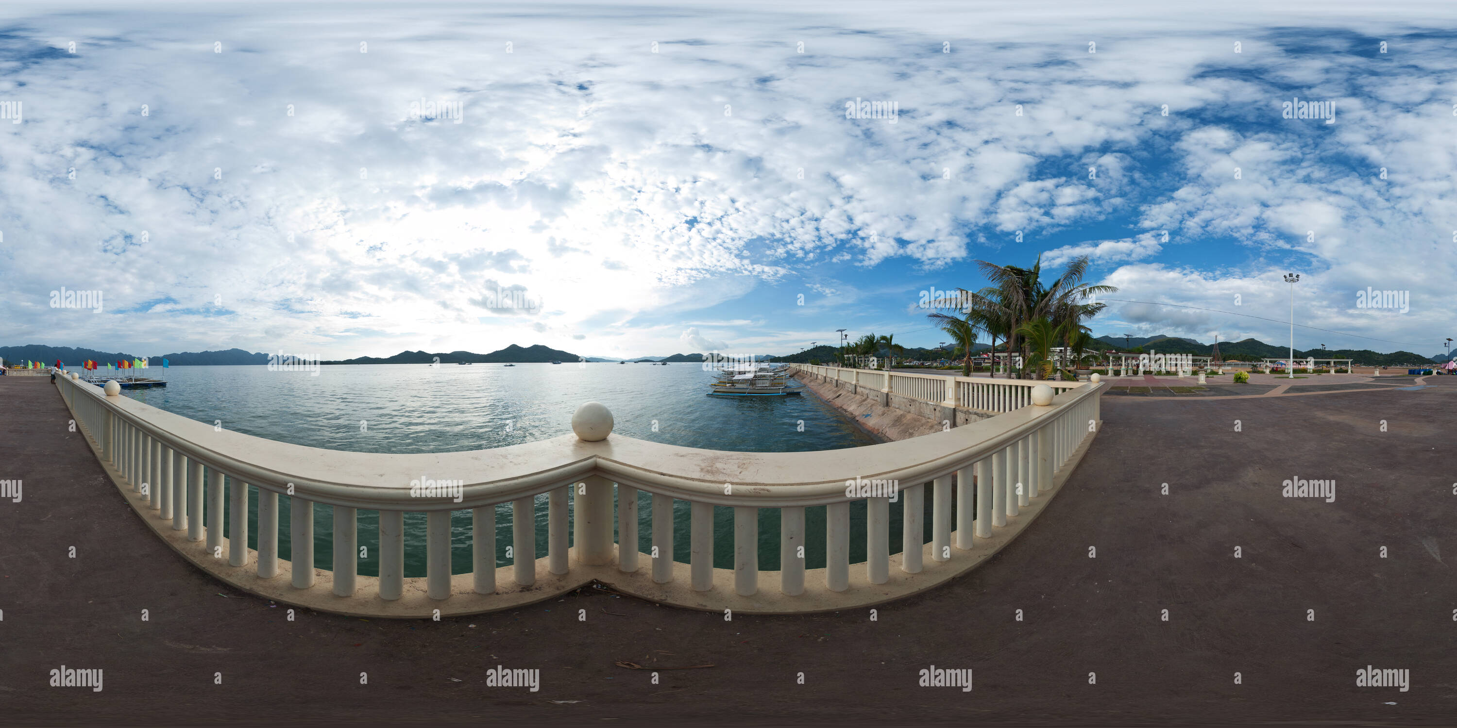 Vue panoramique à 360° de Quay à Coron town, l'île de Busuanga, Palawan, Philippines