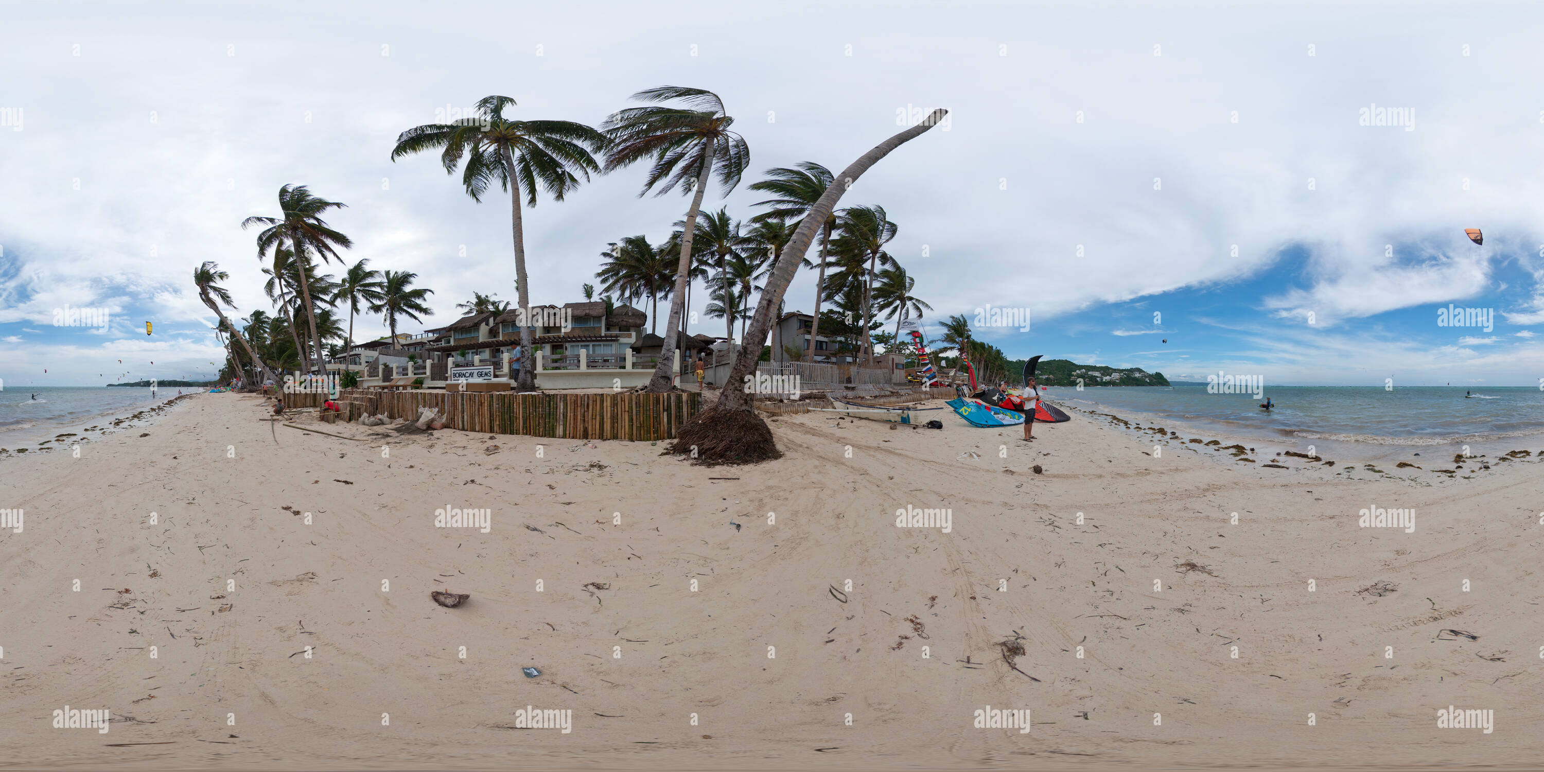 Vue panoramique à 360° de Kitesurf sur l'île de Boracay, Philippines