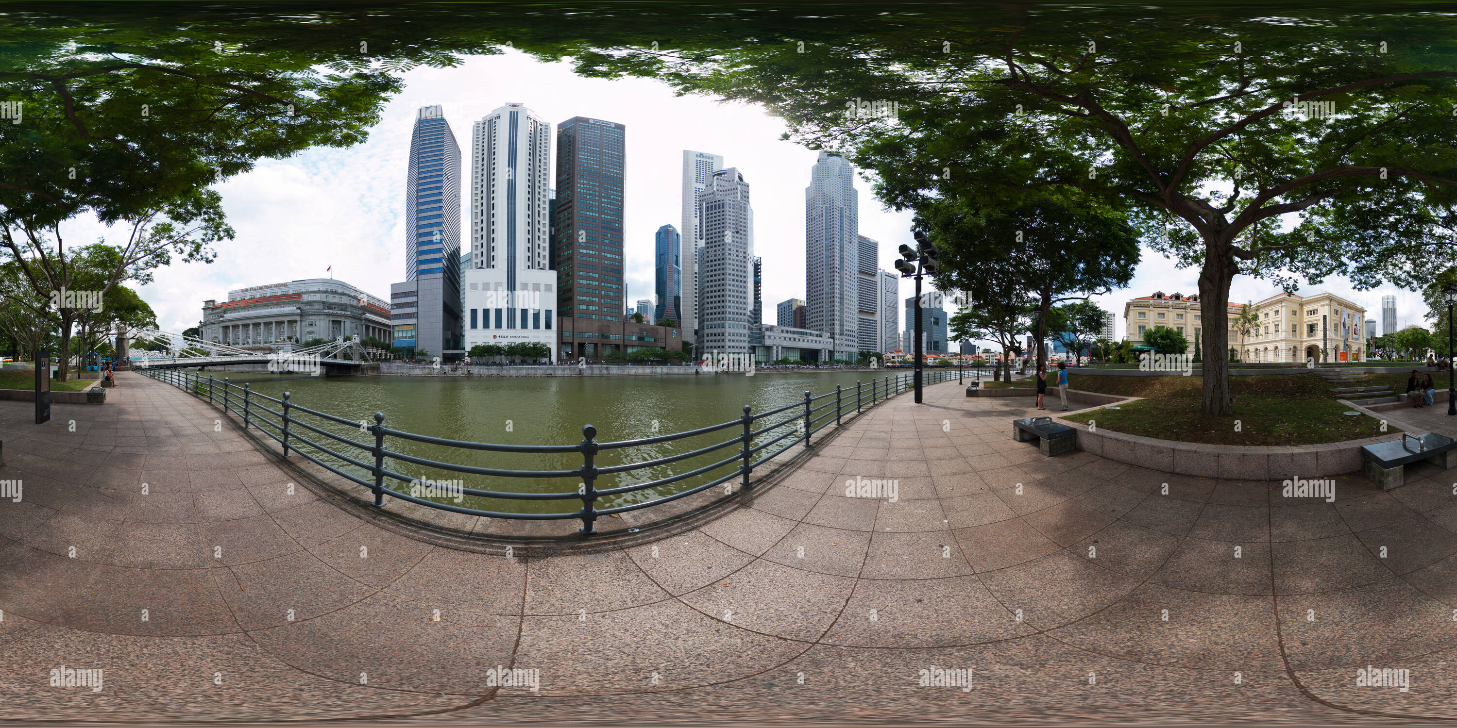 Vue panoramique à 360° de Boat Quay, Singapour