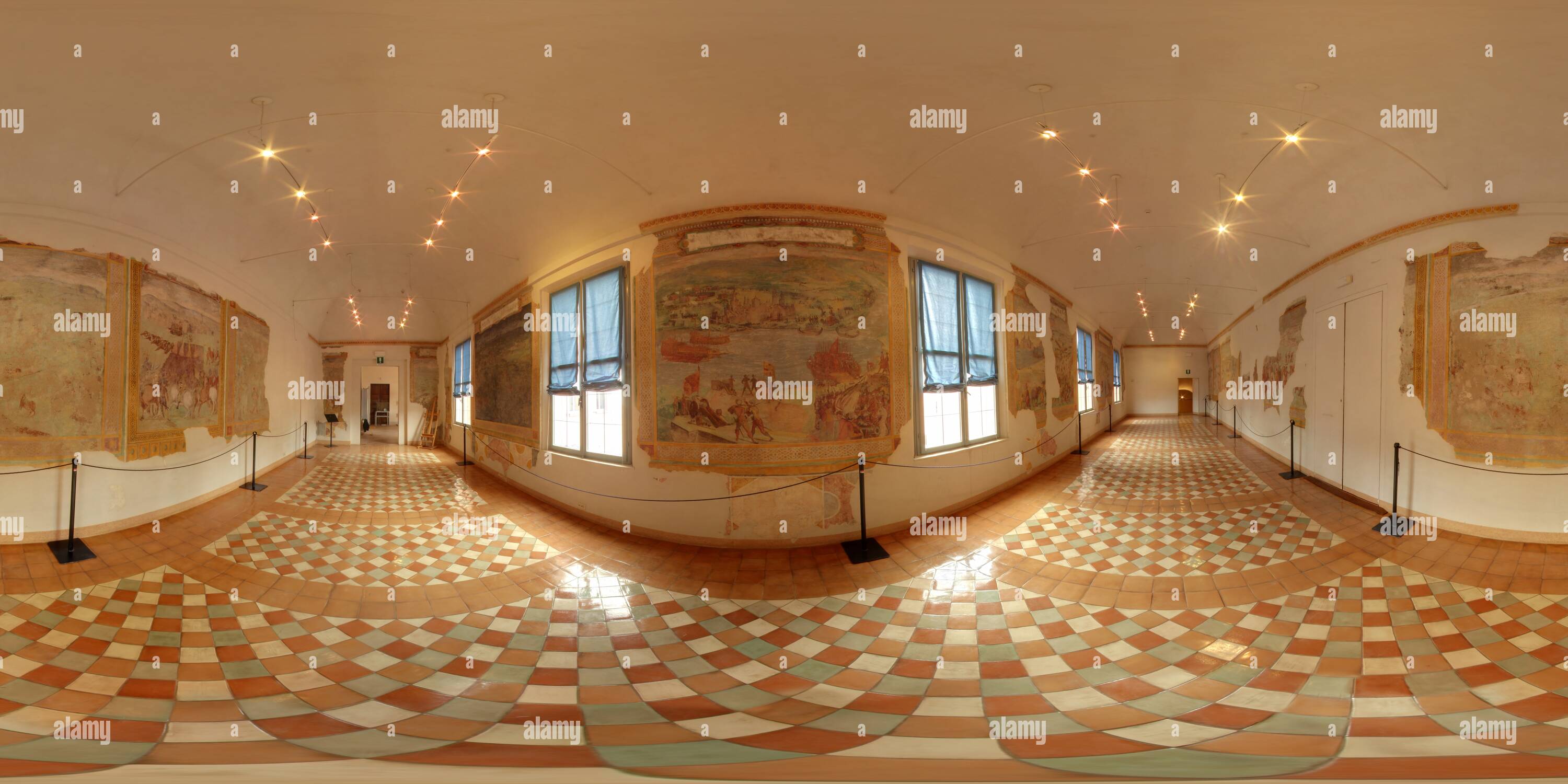 Vue panoramique à 360° de Spezzano Château - galerie des Batailles