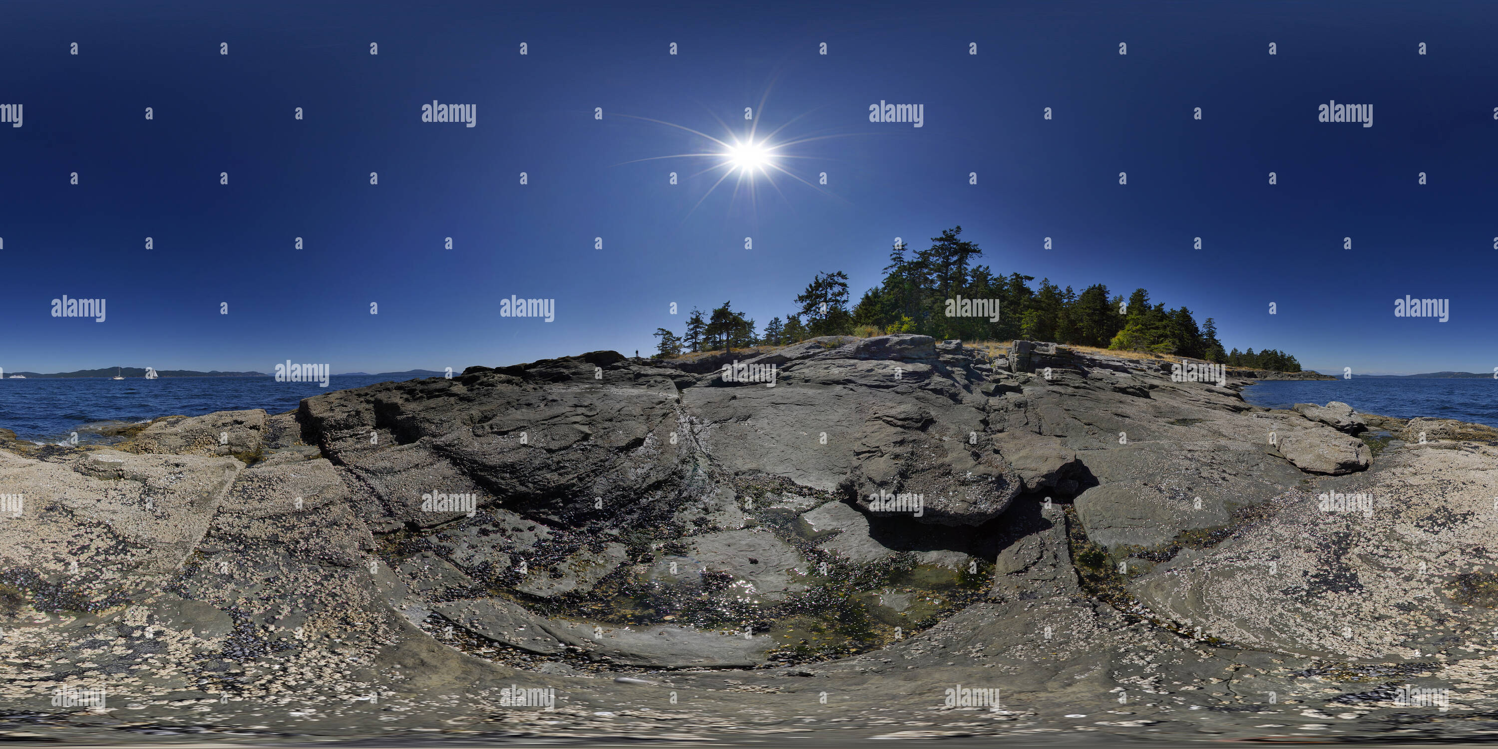 Vue panoramique à 360° de Beaver Point, parc provincial Ruckle, Salt Spring Island