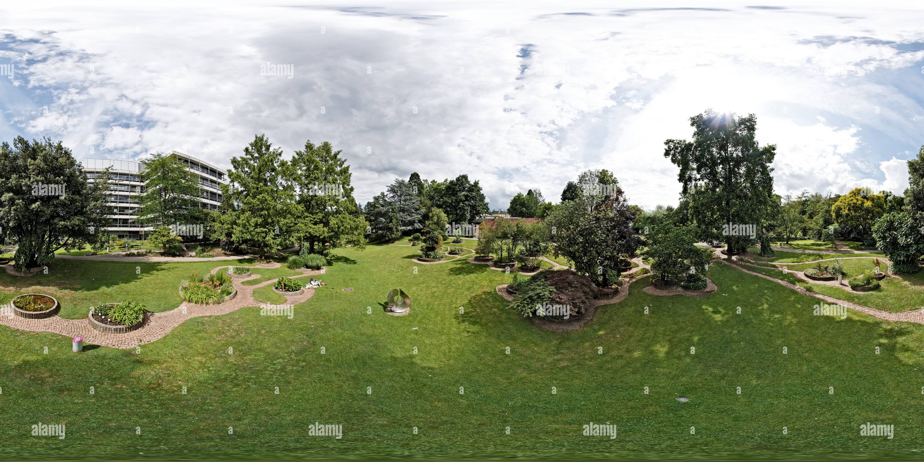 Vue panoramique à 360° de Arbre phylogénétique des plantes à fleurs, Jardin Botanique, Université de Fribourg - Pole Panorama