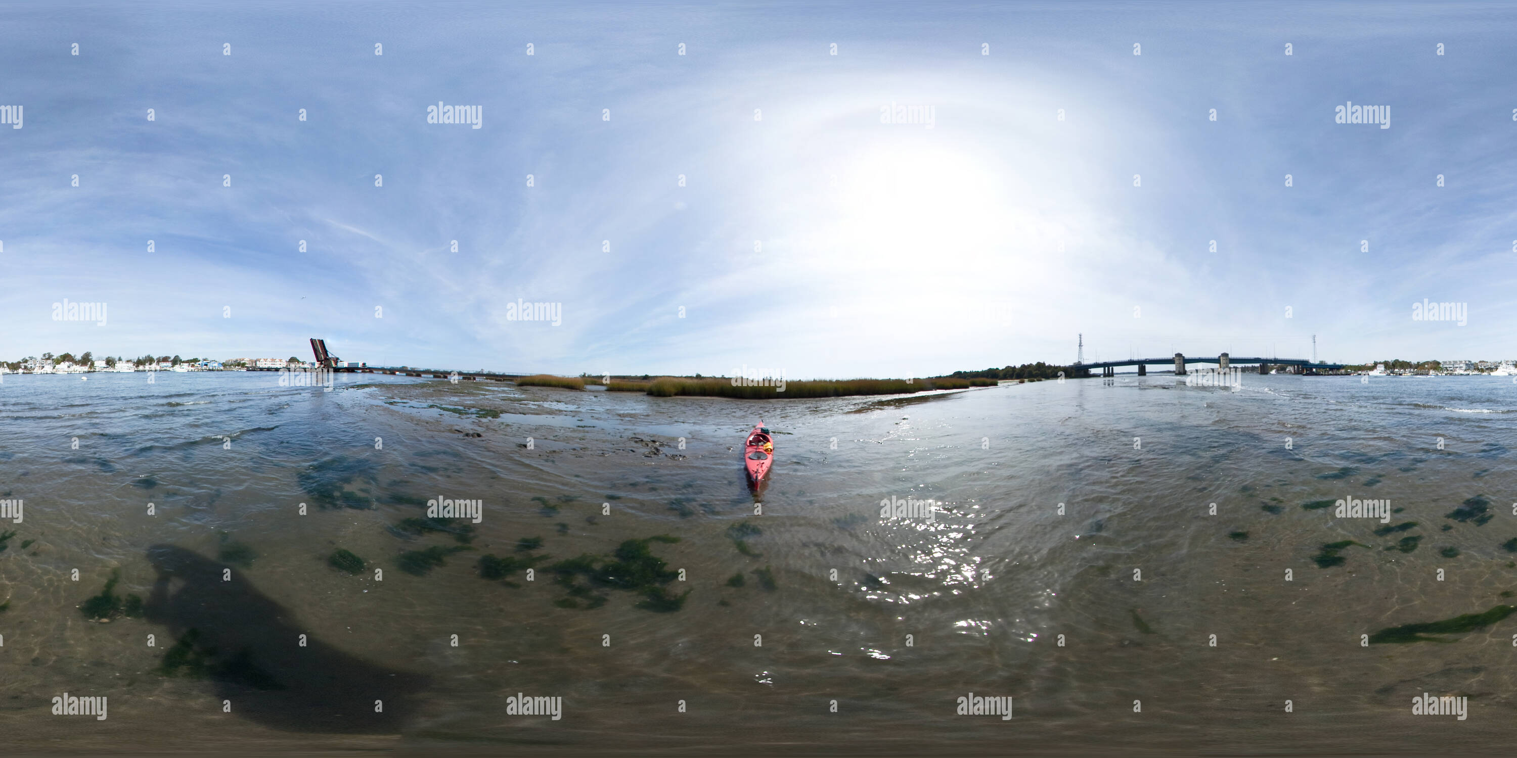 Vue panoramique à 360° de L'île Gull entre Rt. 35 NJ Transit et pont RR