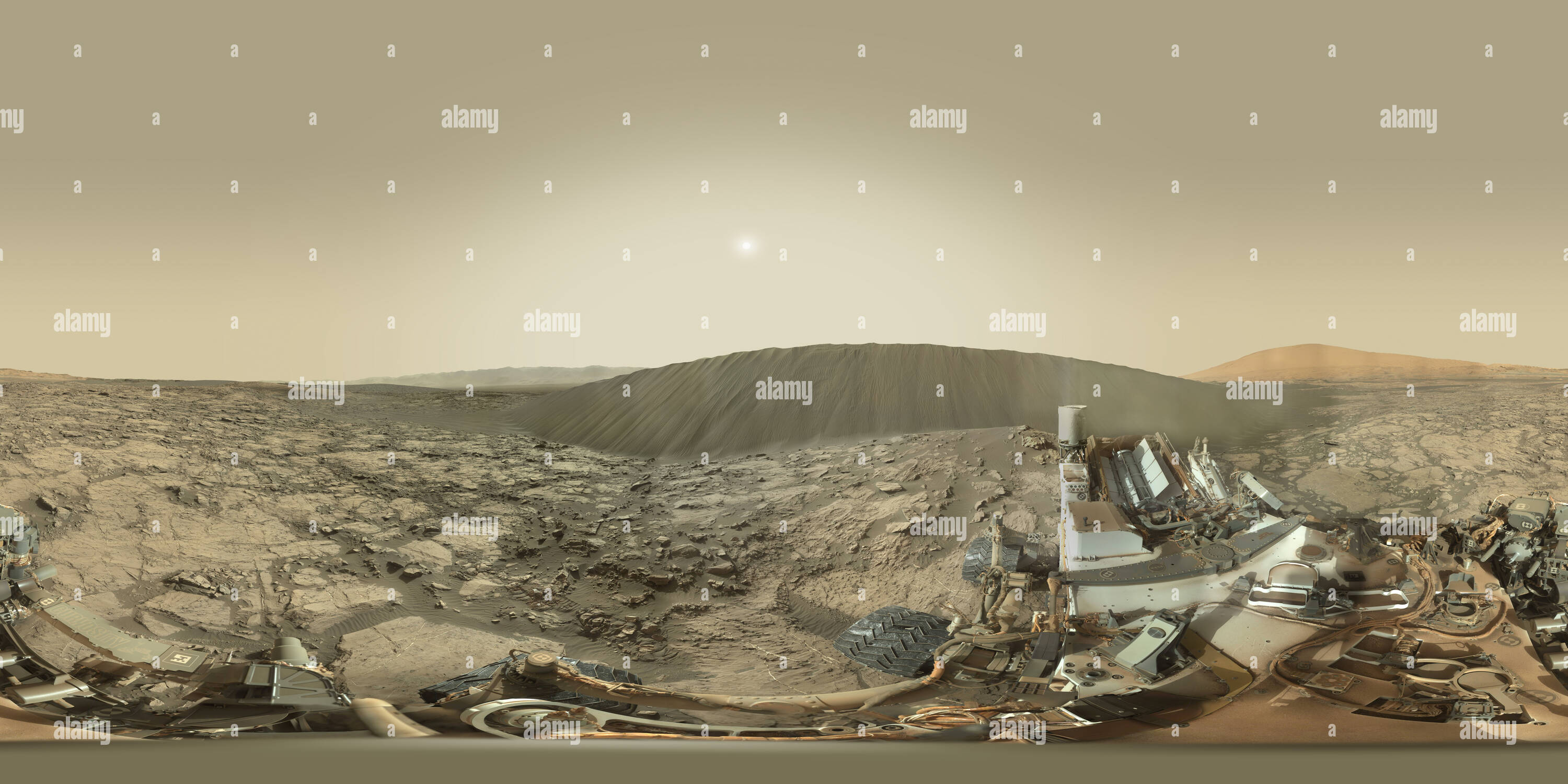 Vue panoramique à 360° de Panorama - Mars Rover Martien Curiosity : jour solaire 1197