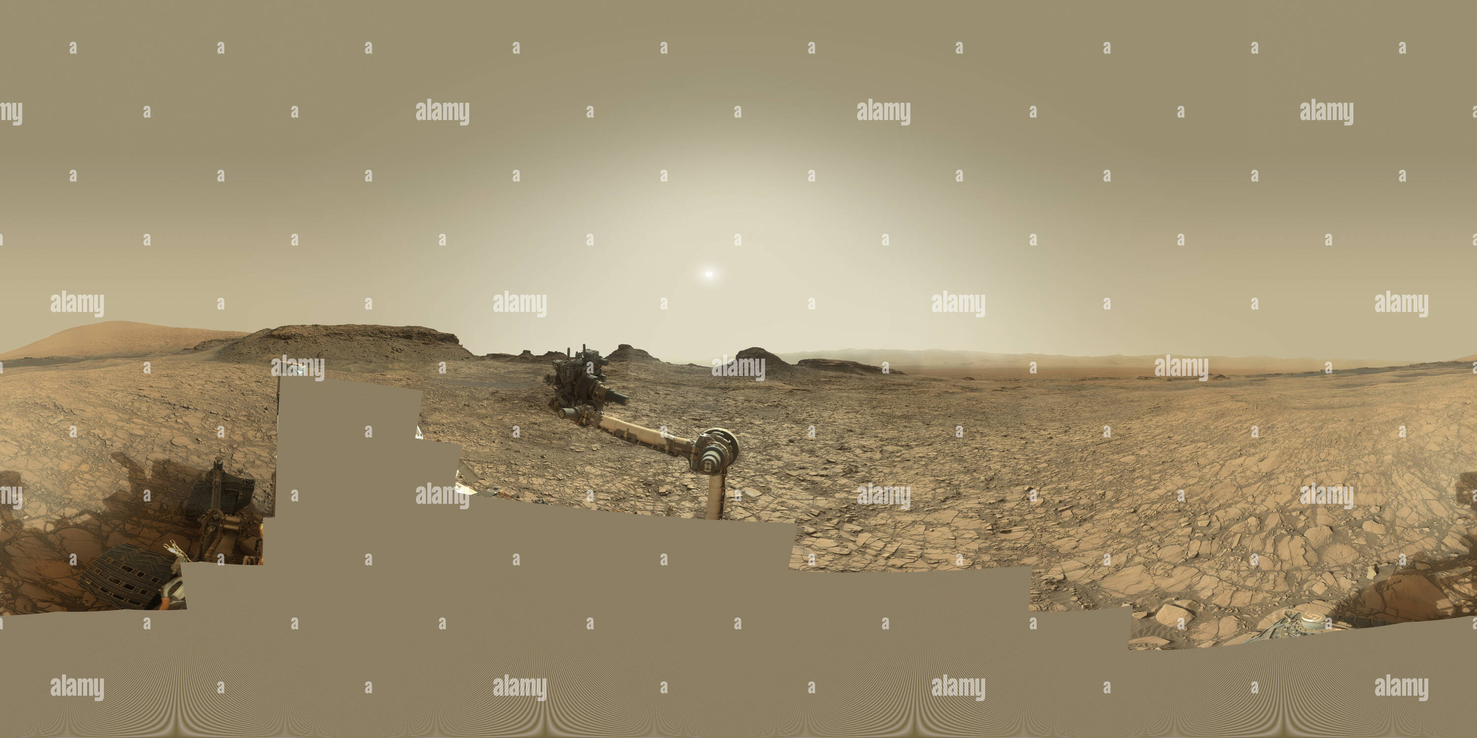 Vue panoramique à 360° de Panorama - Mars Rover Martien Curiosity : jour solaire 1421