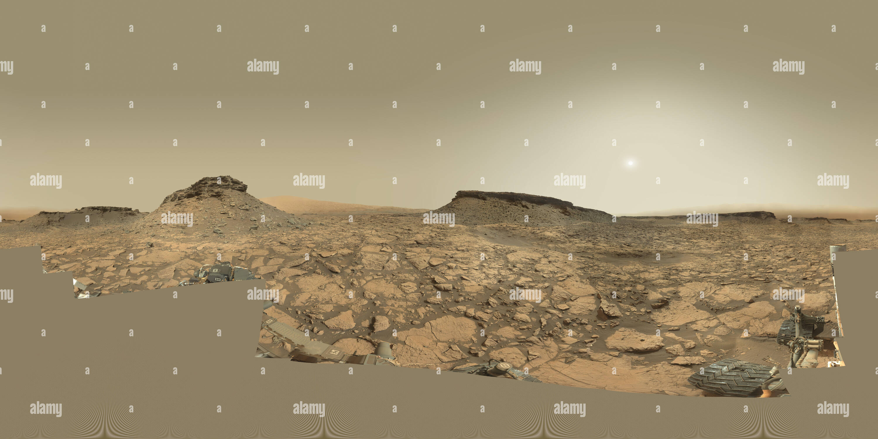 Vue panoramique à 360° de Panorama - Mars Rover Martien Curiosity : jour solaire 1451