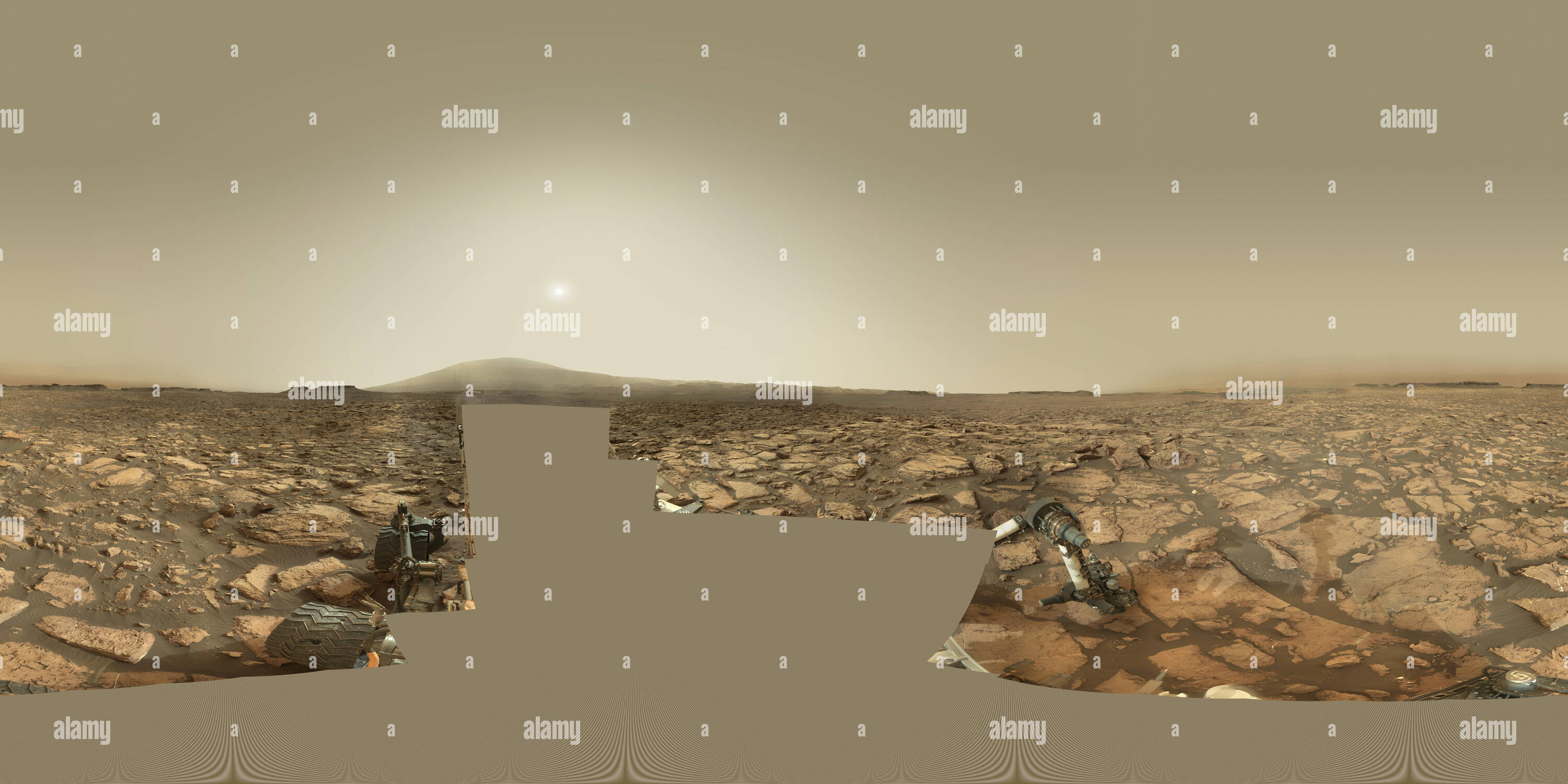 Vue panoramique à 360° de Panorama - Mars Rover Martien Curiosity : jour solaire 1492