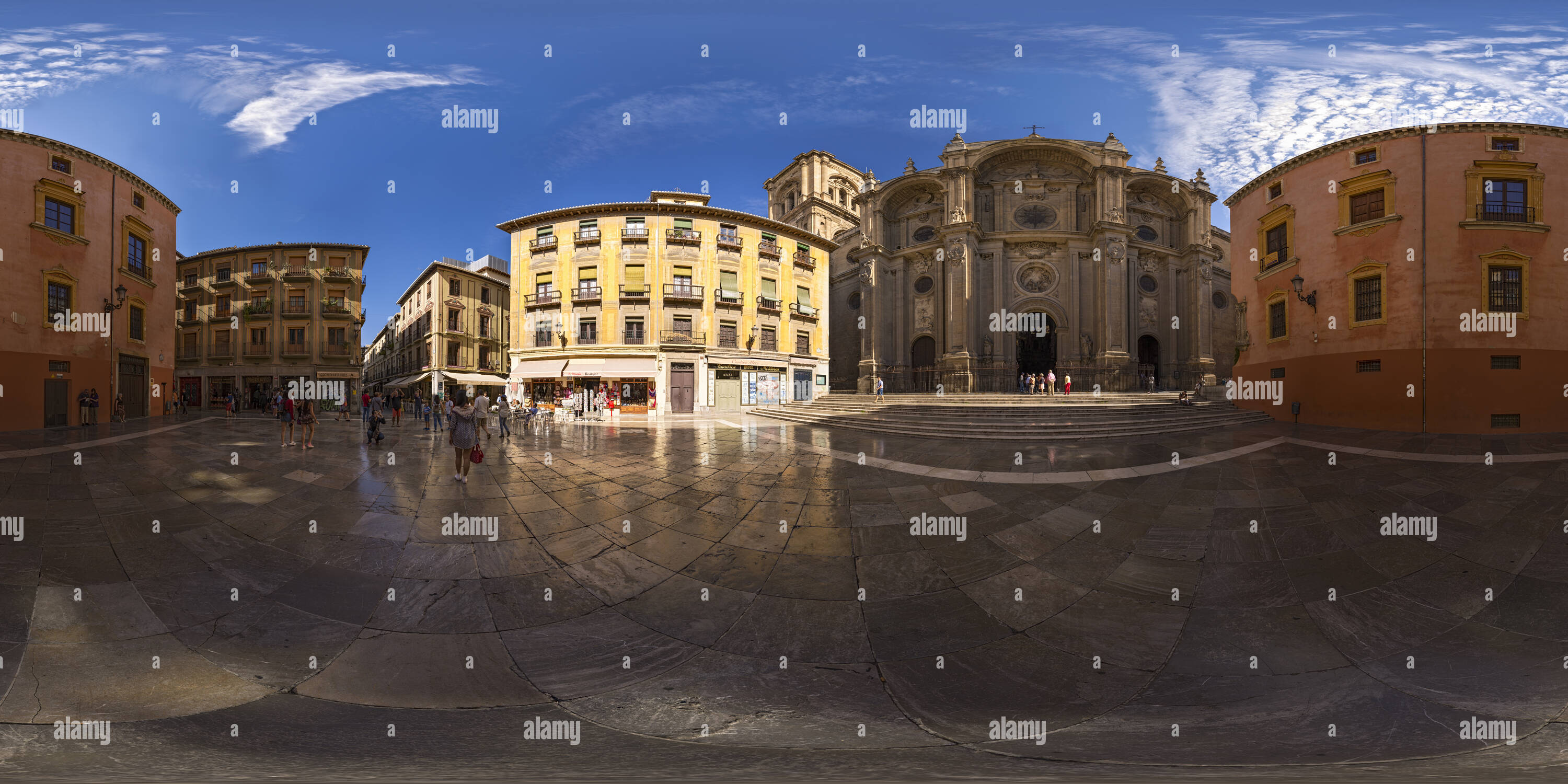 Vue panoramique à 360° de Plaza de las Pasiegas, Grenade, Andalousie, Espagne