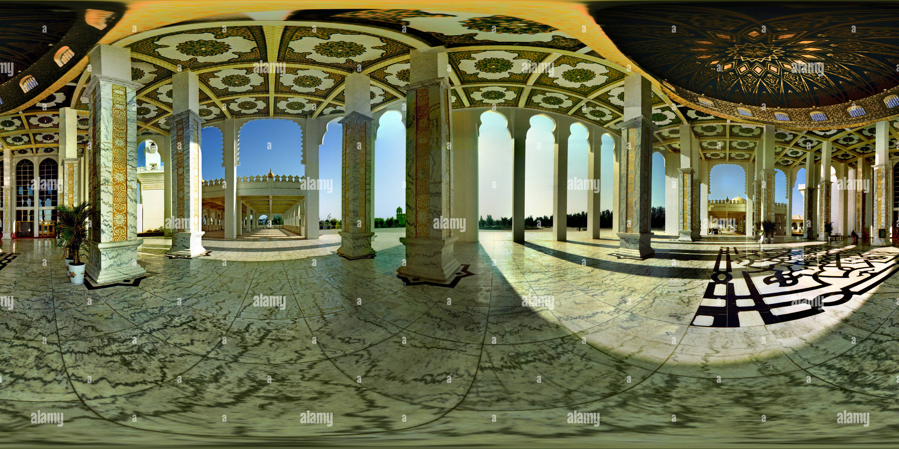 Vue panoramique à 360° de La Chine yinchuan Ningxia Hui Culture Park--Le Golden Hall de l'étiquette de mousseline