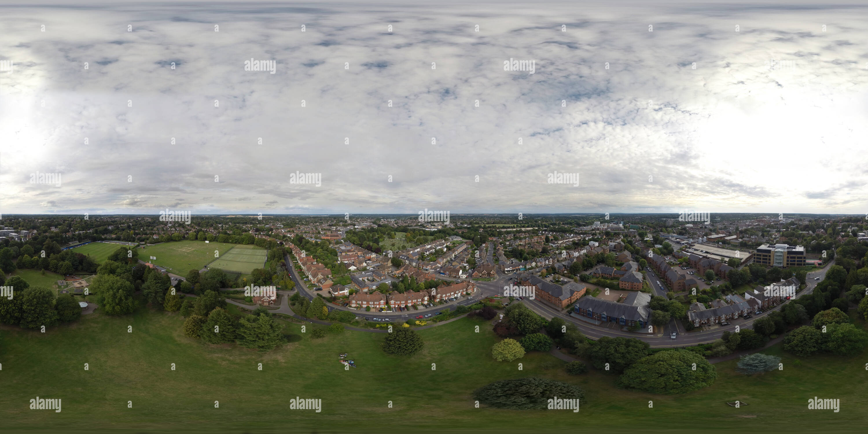 Vue panoramique à 360° de Clarence Park, St Albans, Hertfordshire, Royaume-Uni