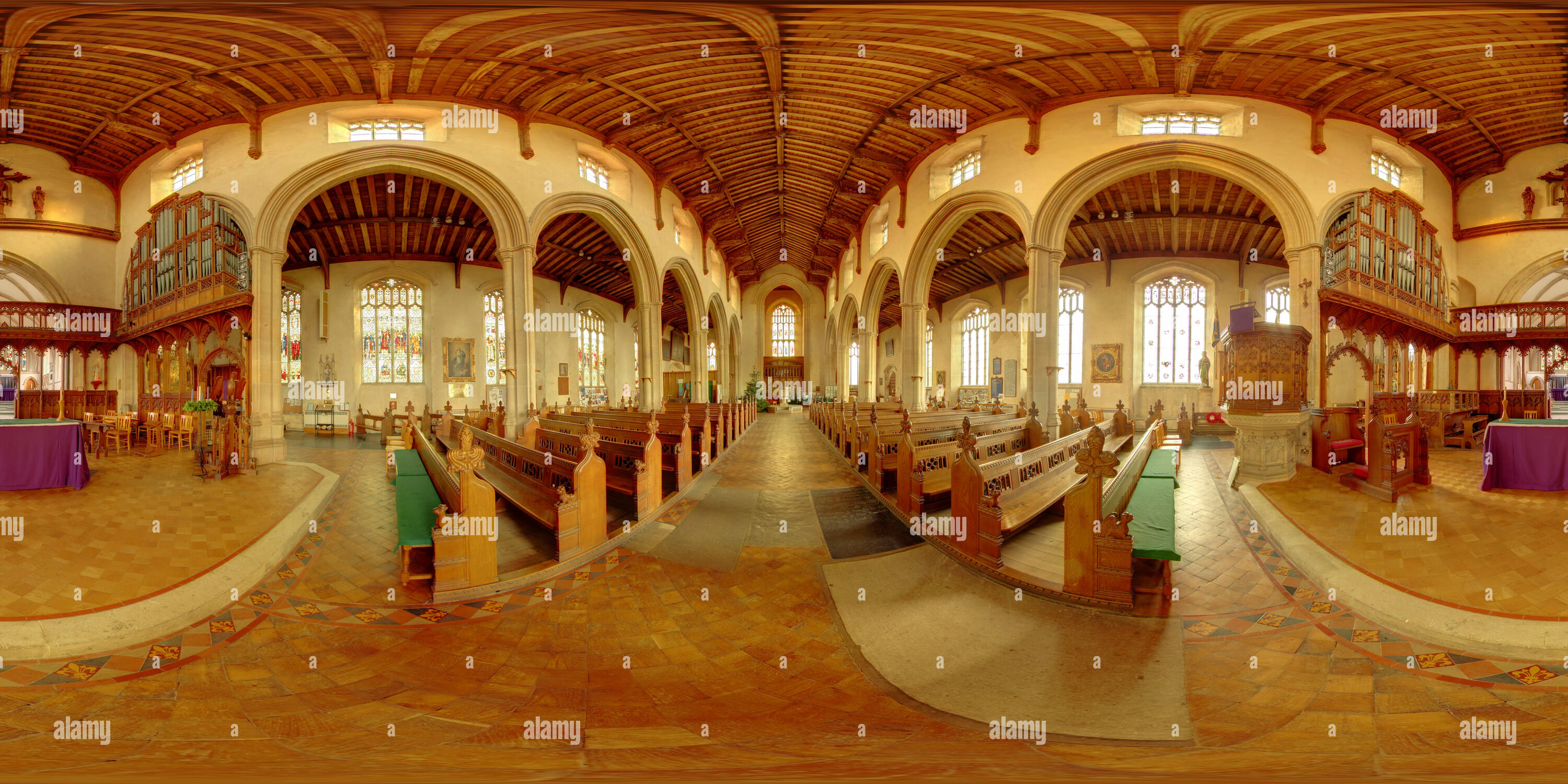 Vue panoramique à 360° de St Nicholas Church Blakeney - intérieur