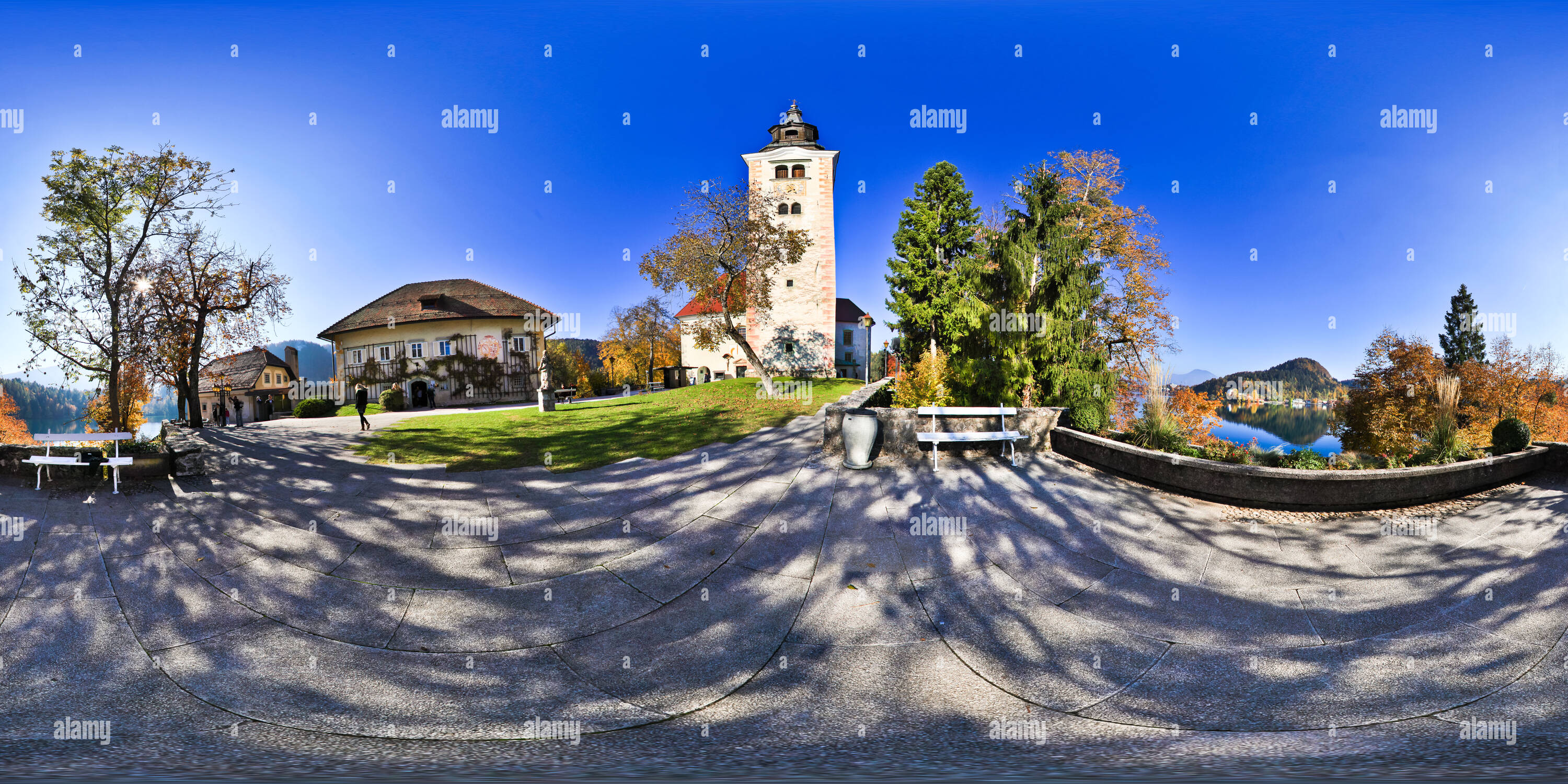 Vue panoramique à 360° de Voir l'île de Bled