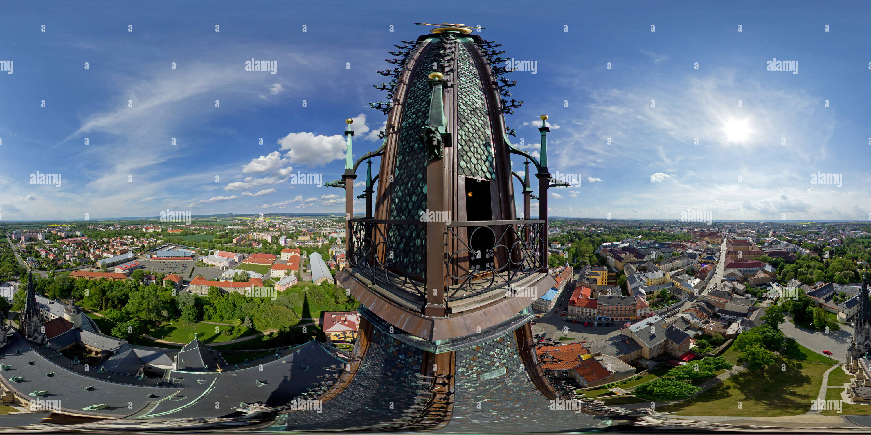 Vue panoramique à 360° de Olomouc na Pohled z věže katedrály sv. Václava