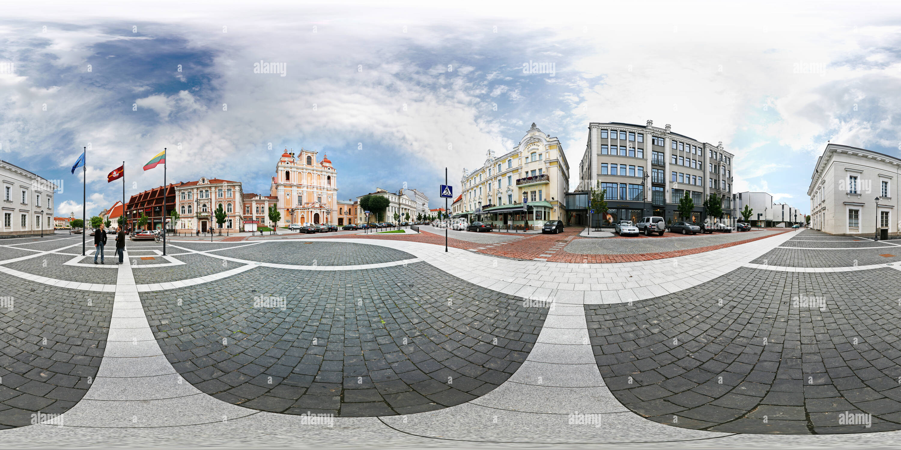 Vue panoramique à 360° de Rotušės square à Vilnius - Lituanie