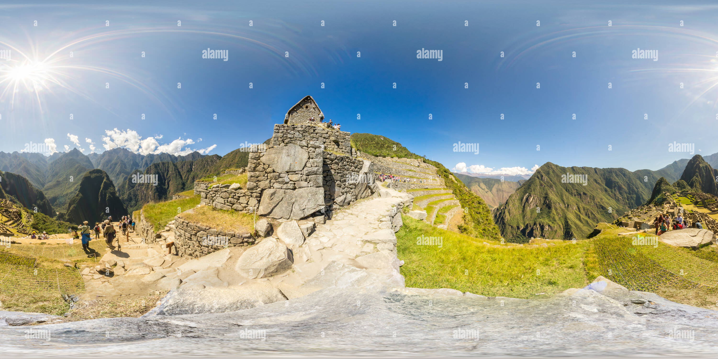 Vue panoramique à 360° de Maison de gardien, Machu Picchu, Pérou