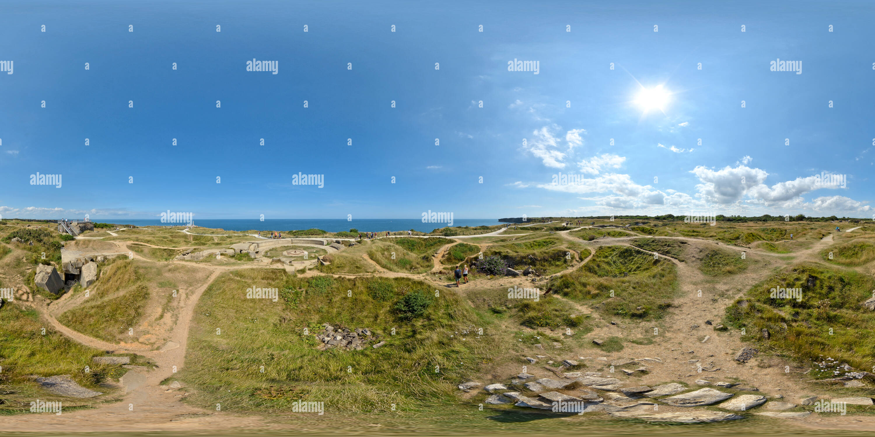 Vue panoramique à 360° de Pointe du Hoc - Normandie France