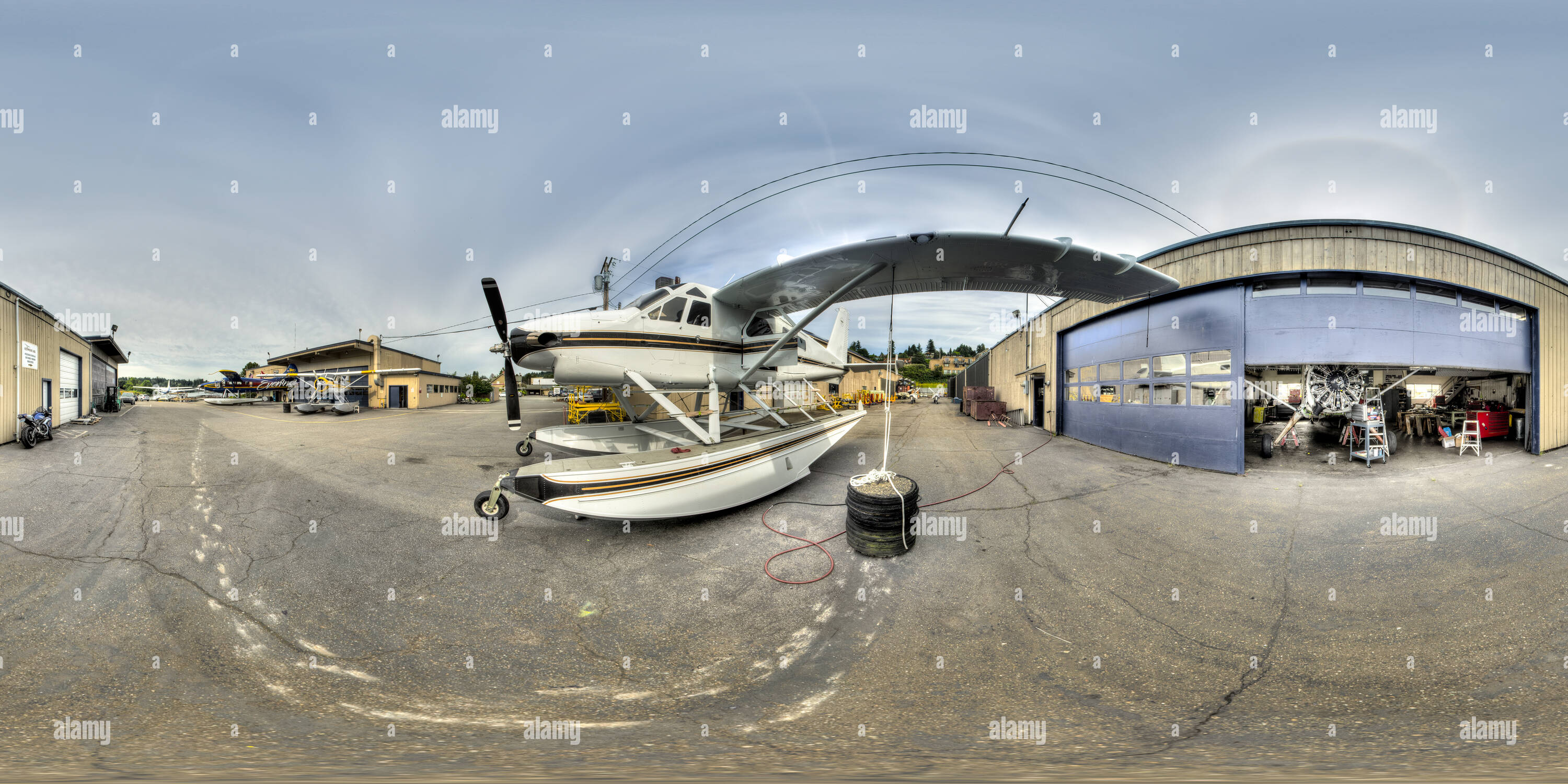 Vue panoramique à 360° de Kenmore Air Harbor, de Havilland Beaver Turbine, Kenmore, WA