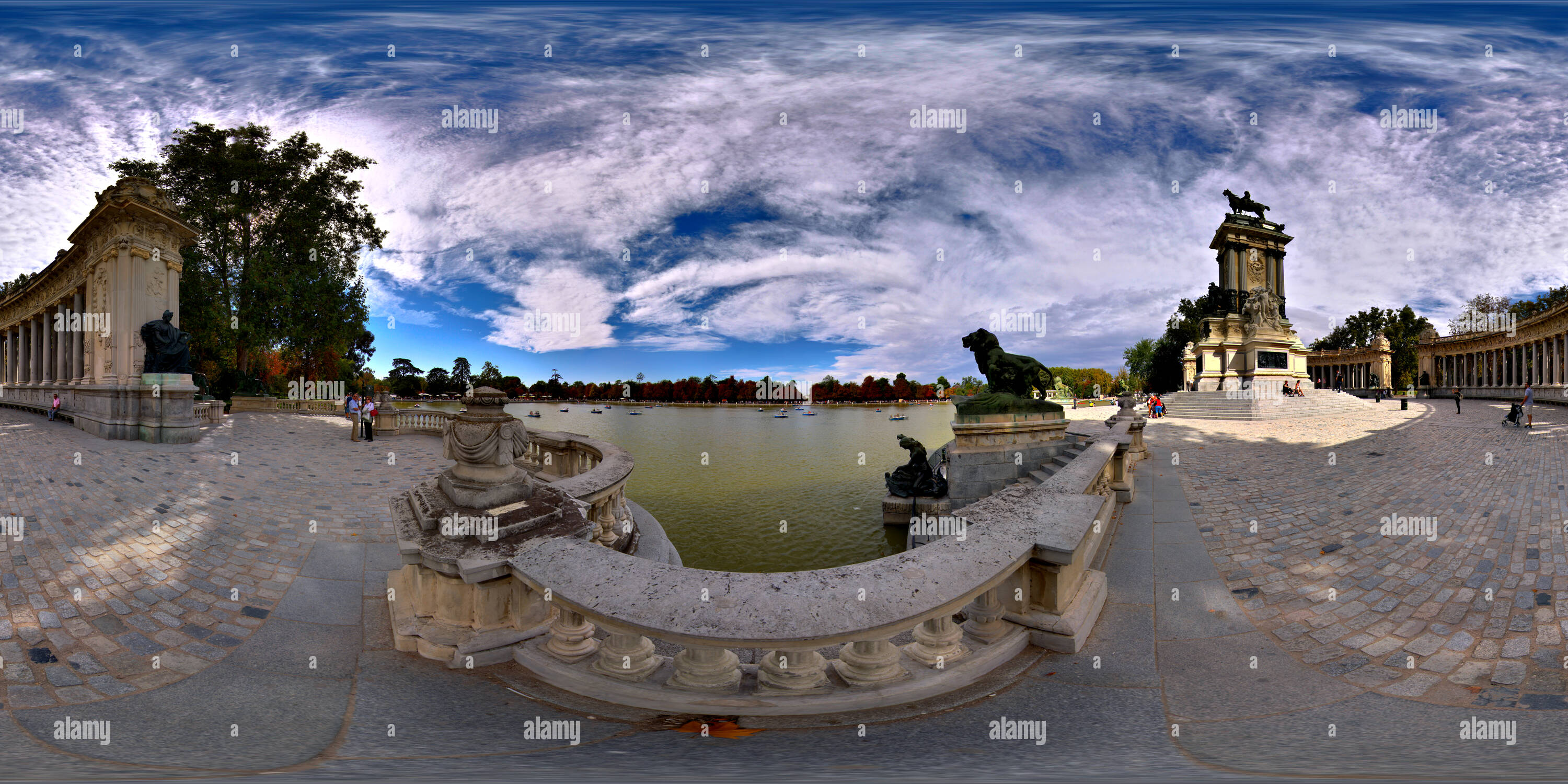 Vue panoramique à 360° de Espagne, Madrid, parc du Retiro
