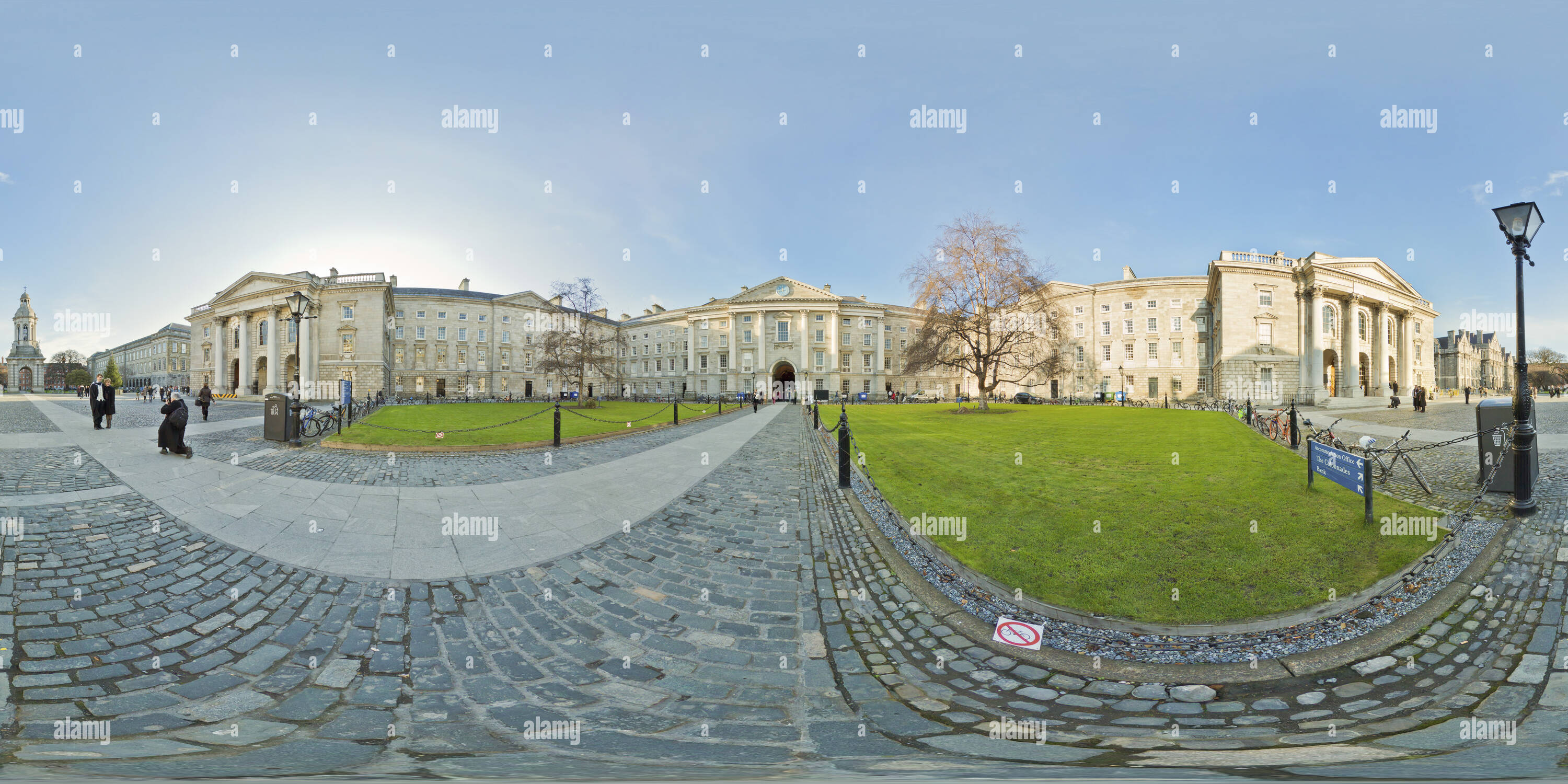 Vue panoramique à 360° de La place du parlement de la Trinity College, Dublin