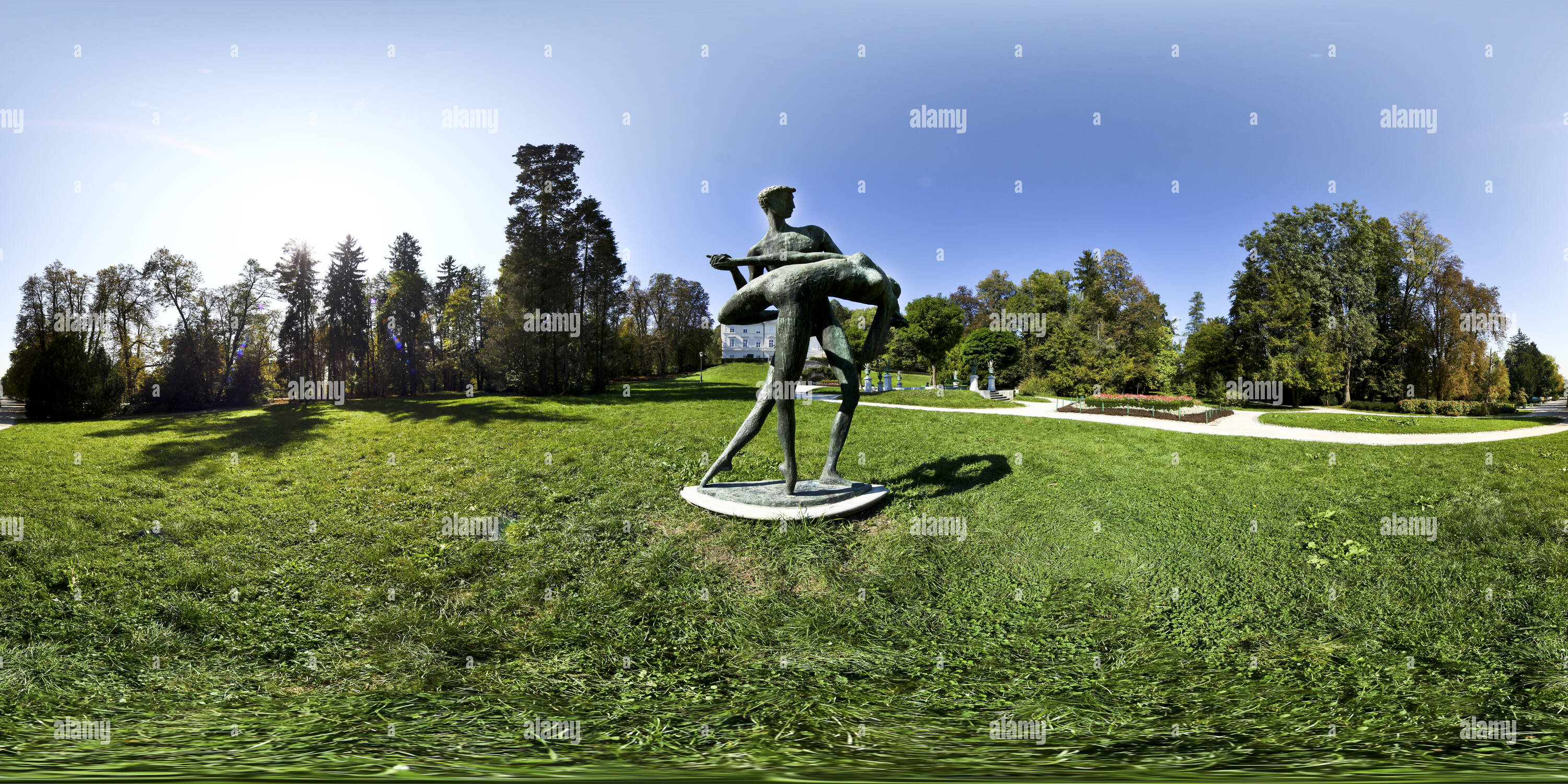 Vue panoramique à 360° de Ballet en statue park Tivoli, Ljubljana