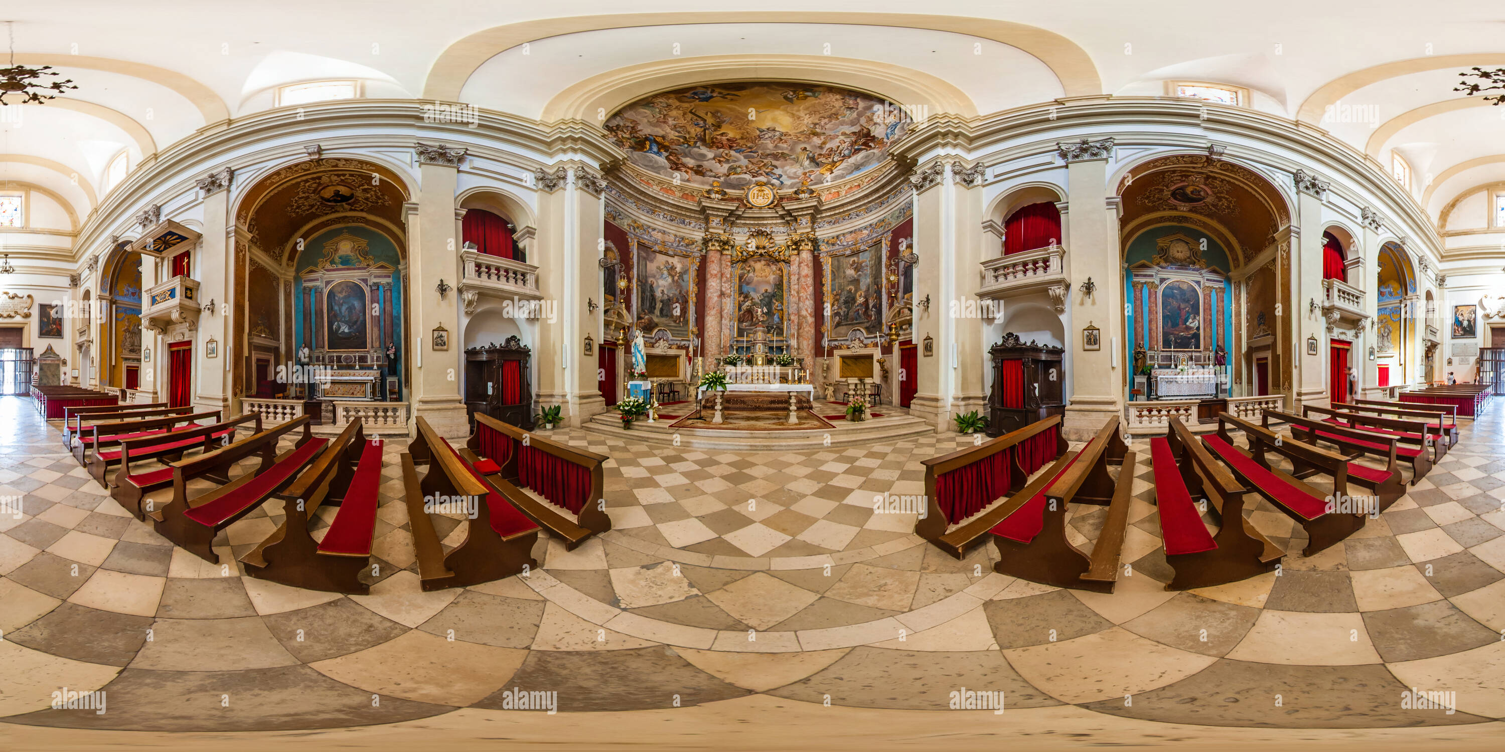 Vue panoramique à 360° de L'église Saint Ignace - Dubrovnik