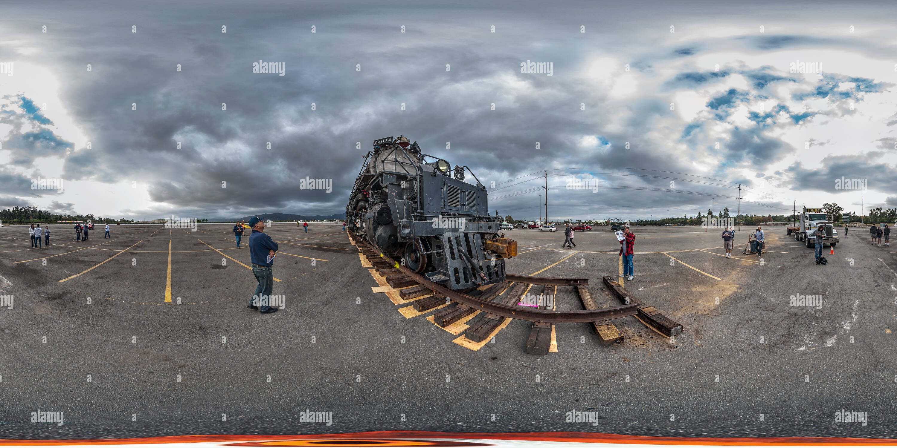 Vue panoramique à 360° de Big Boy # 4014 retour à l'Union Pacific pour la restauration