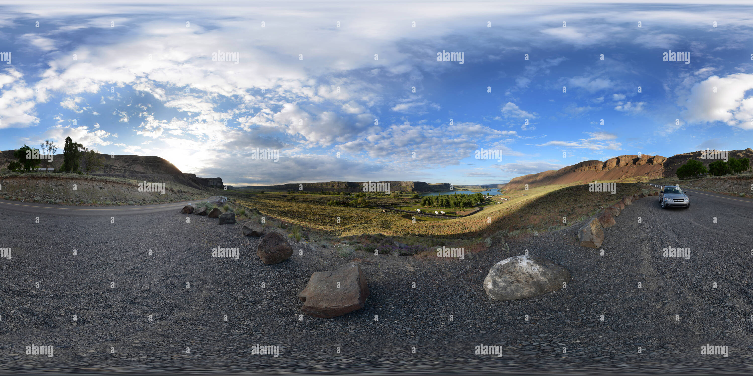 Vue panoramique à 360° de Bien Lakes-Dry Falls State Park, Washington State, USA