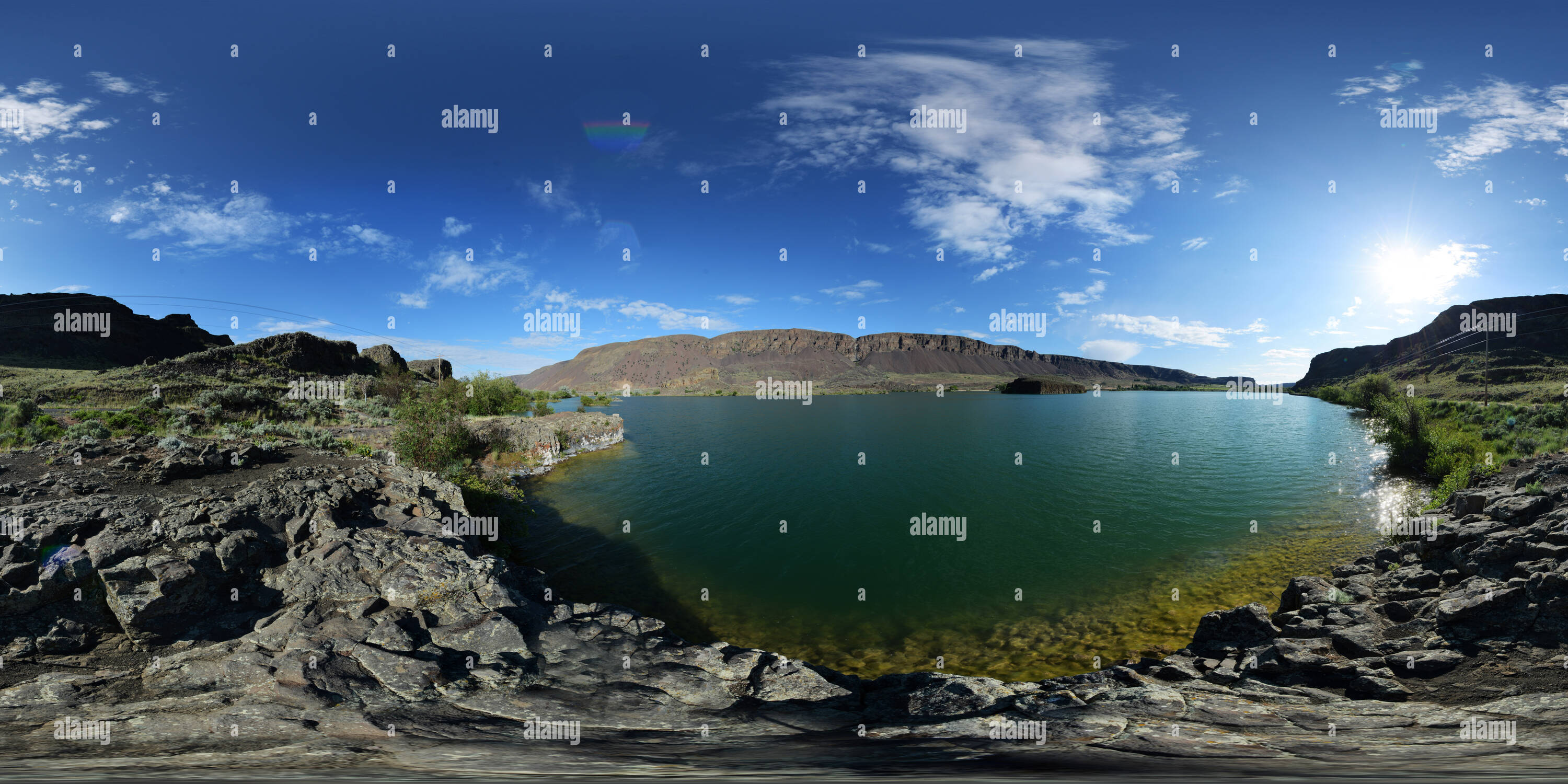 Vue panoramique à 360° de Le lac du parc, bien Lakes-Dry Falls State Park, Washington State, USA