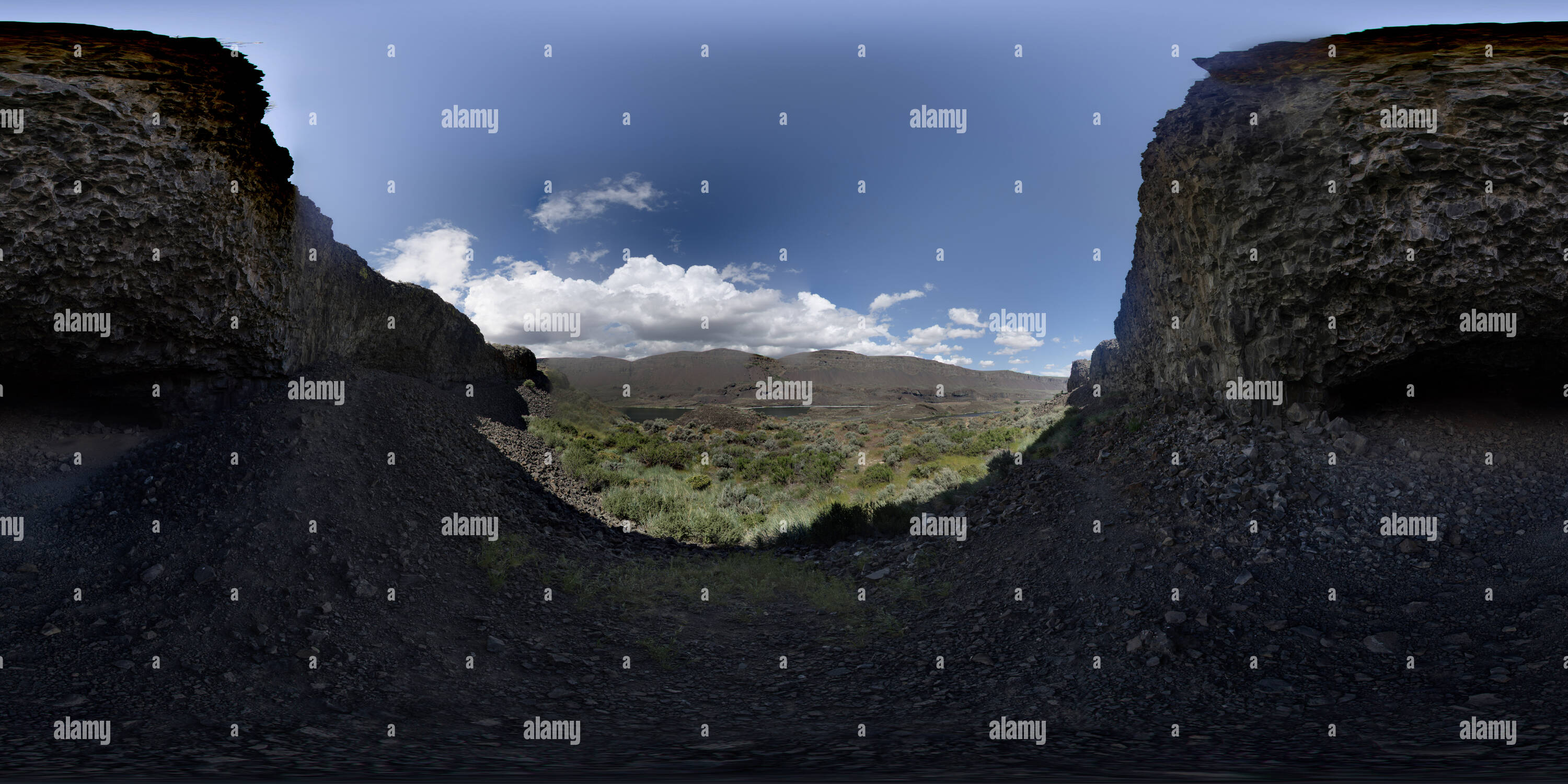 Vue panoramique à 360° de Lake Lenore Caves Trail, Grant Co., Washington State, USA