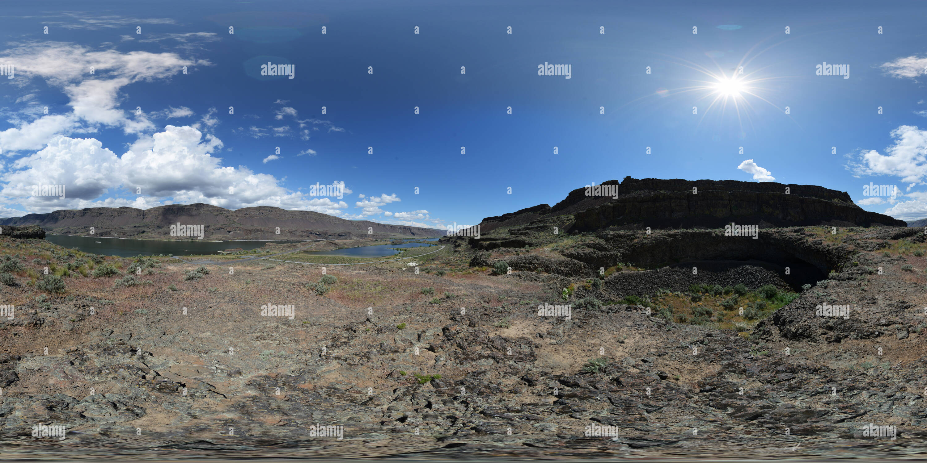 Vue panoramique à 360° de Lake Lenore Caves Trail, Grant Co., Washington State, USA