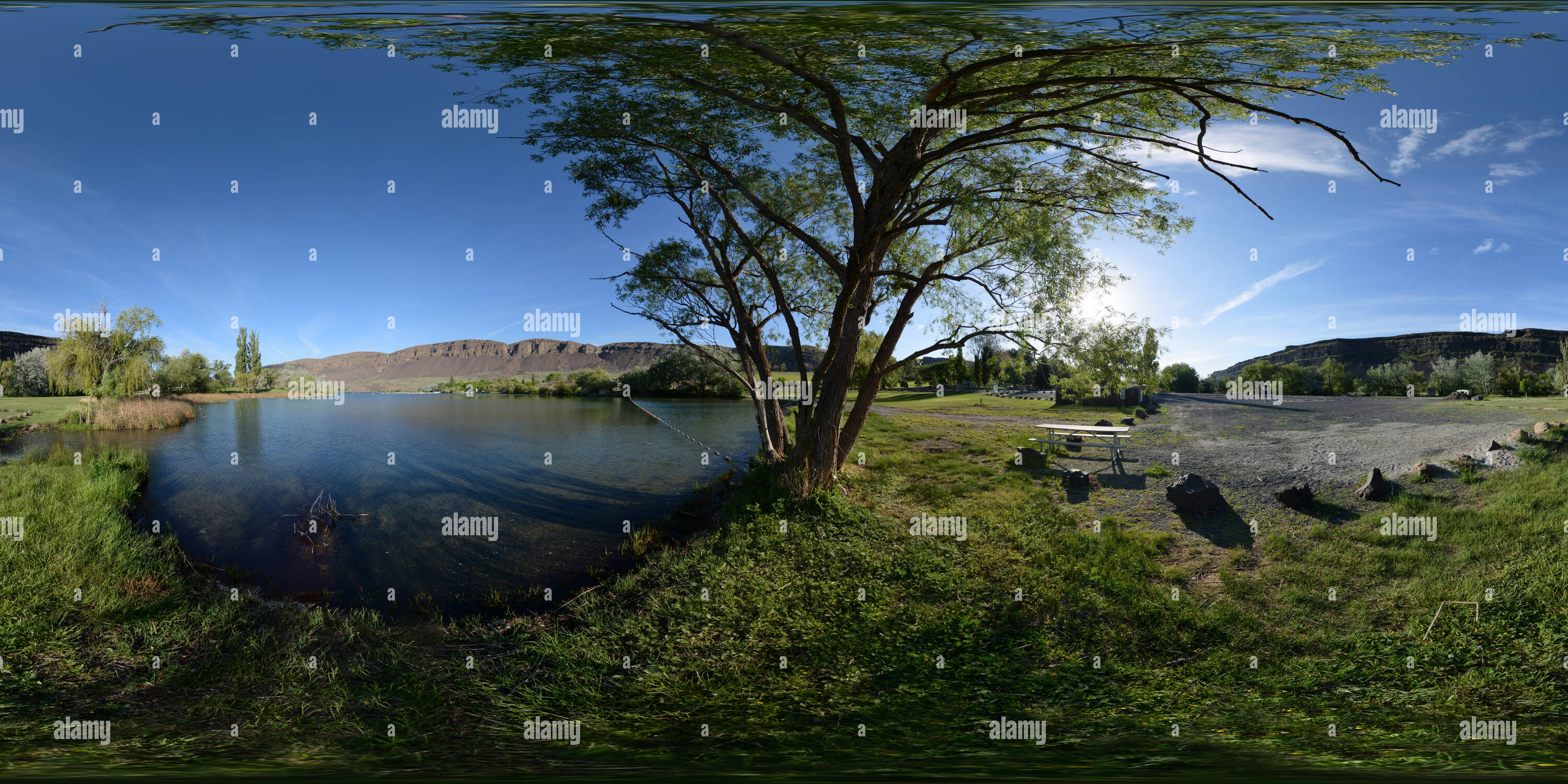 Vue panoramique à 360° de Le lac du parc, bien Lakes-Dry Falls State Park, Washington State, USA