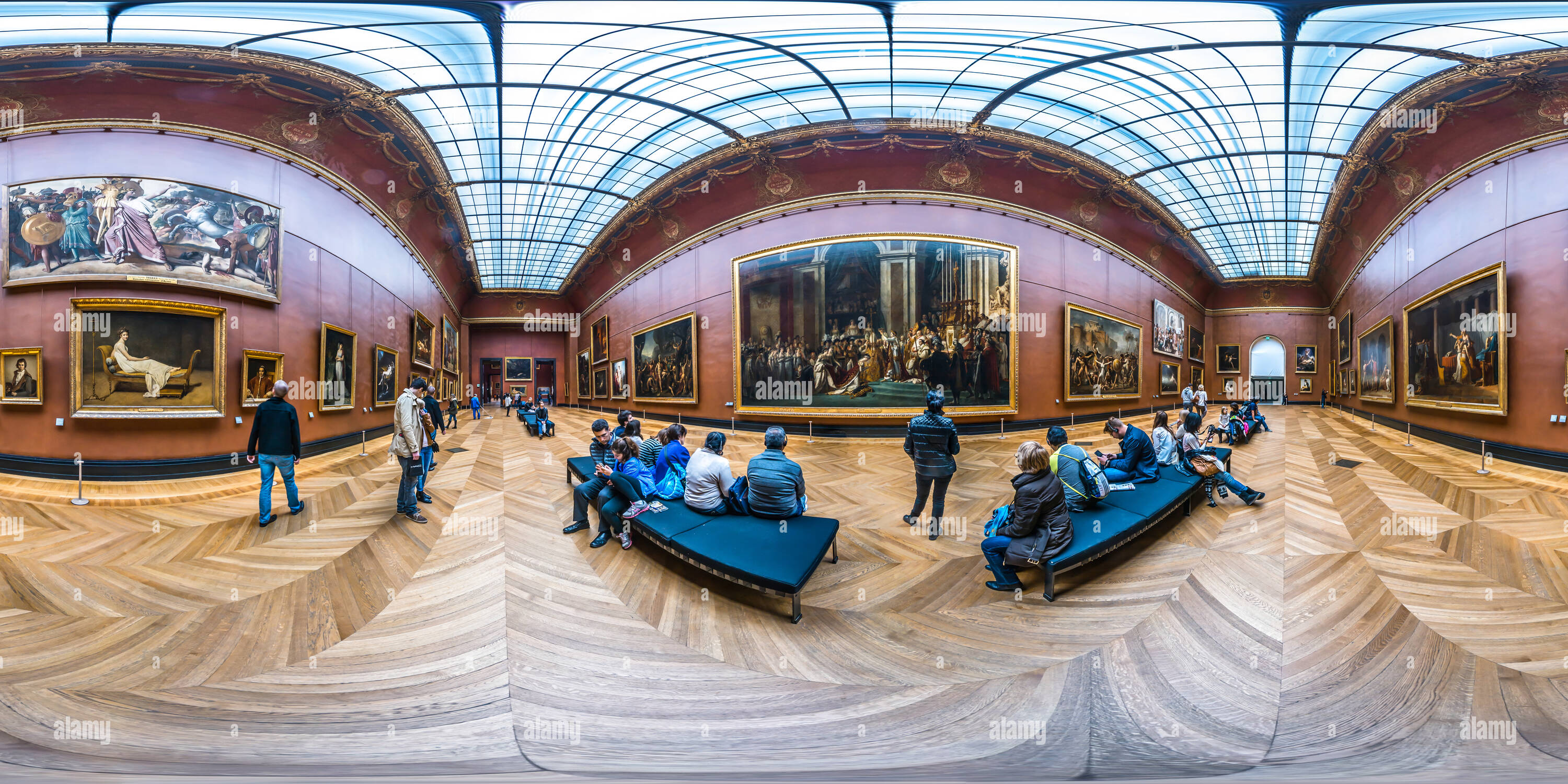 Vue panoramique à 360° de Jacques-Louis David, Le Sacre de Napoléon, Louvre, Denon, salle 75