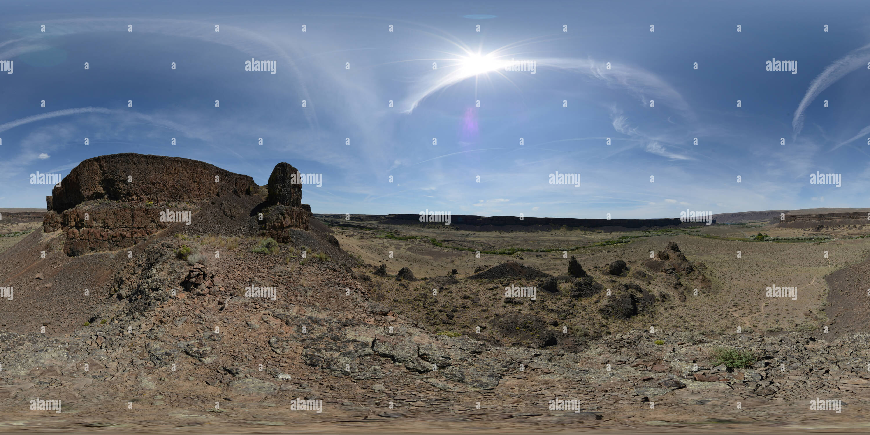 Vue panoramique à 360° de Bien Lakes-Dry Falls State Park, Washington State, USA