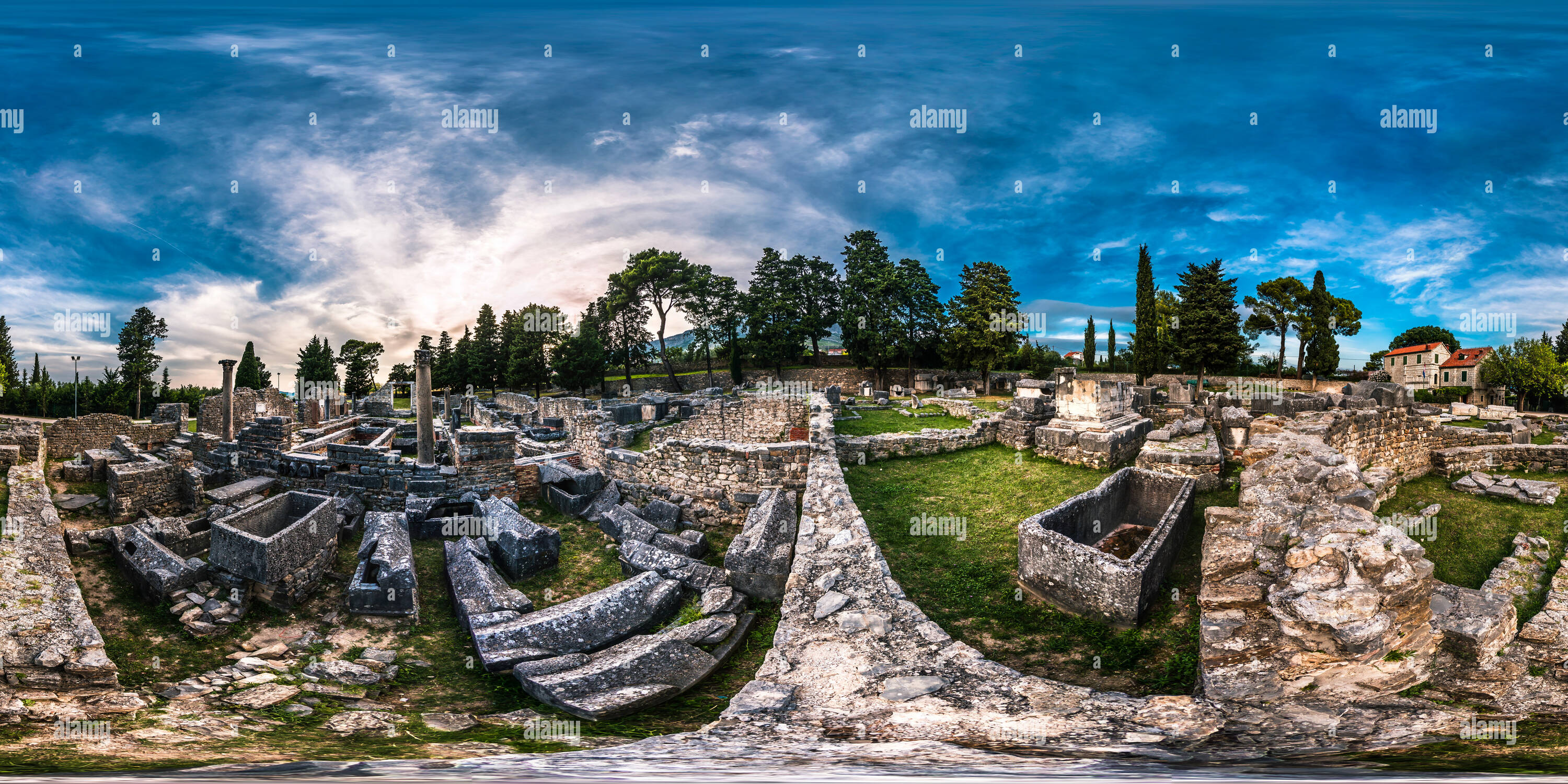 Vue panoramique à 360° de Les ruines de Salona au Musée Archéologique de Split