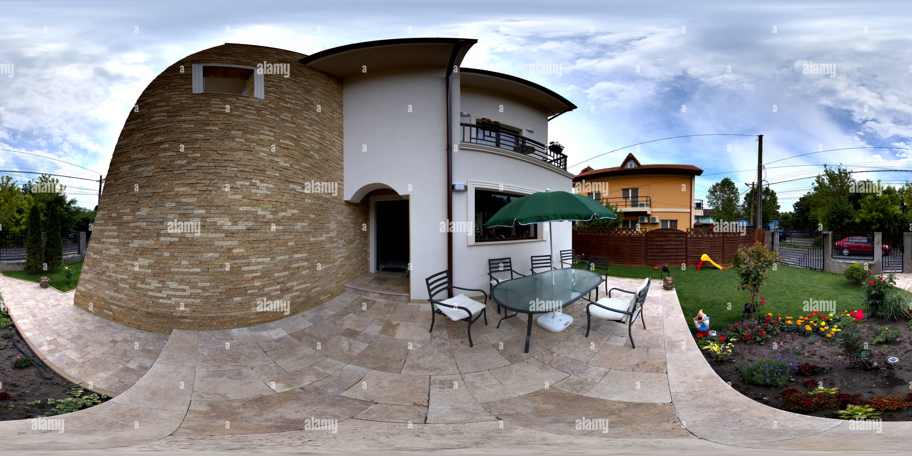 Vue panoramique à 360° de Roumanie, Eforie Sud, terrasse de villa local