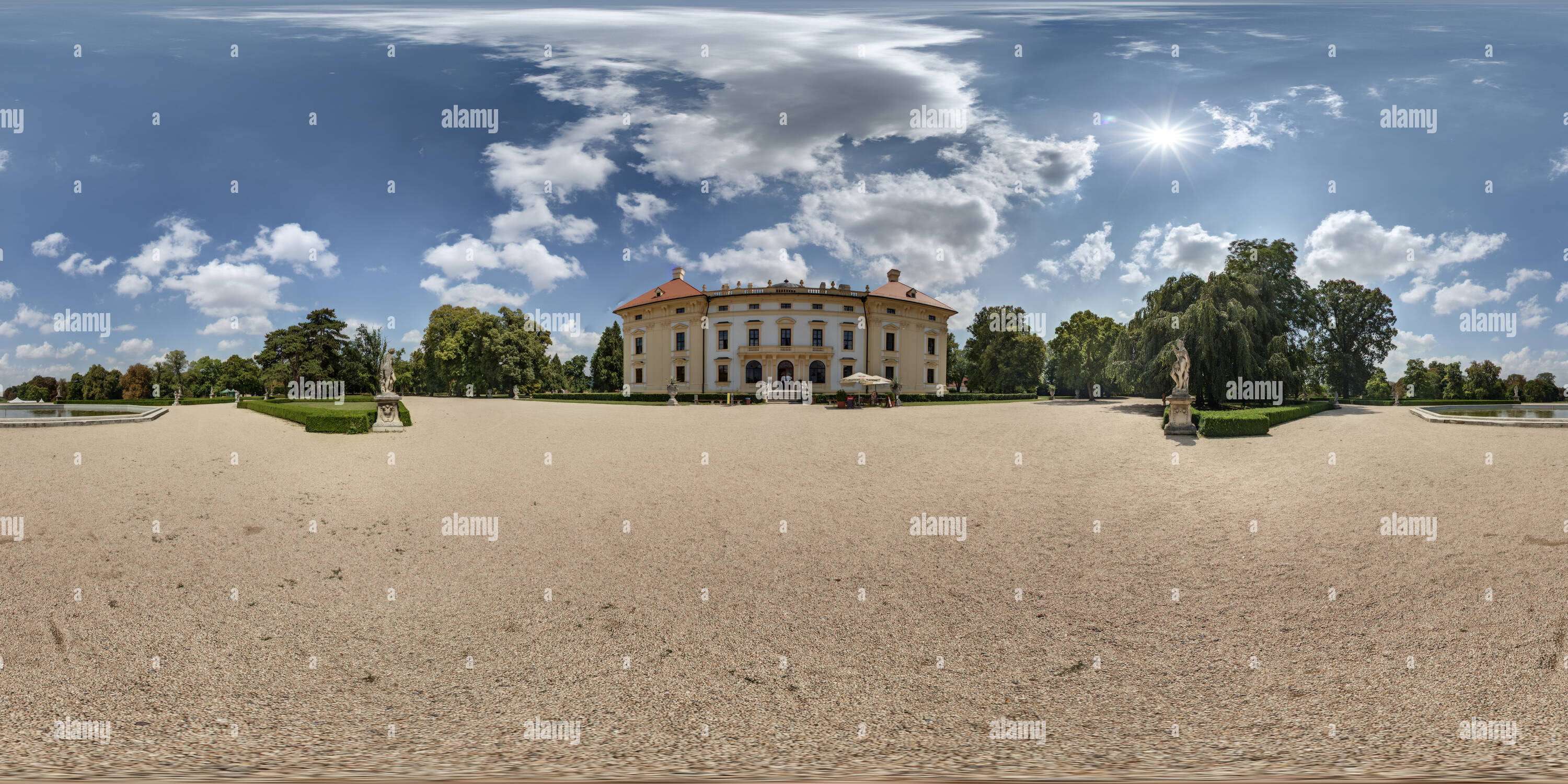 Vue panoramique à 360° de République tchèque, Slavkov u Brna, Parc du Château de Slavkov